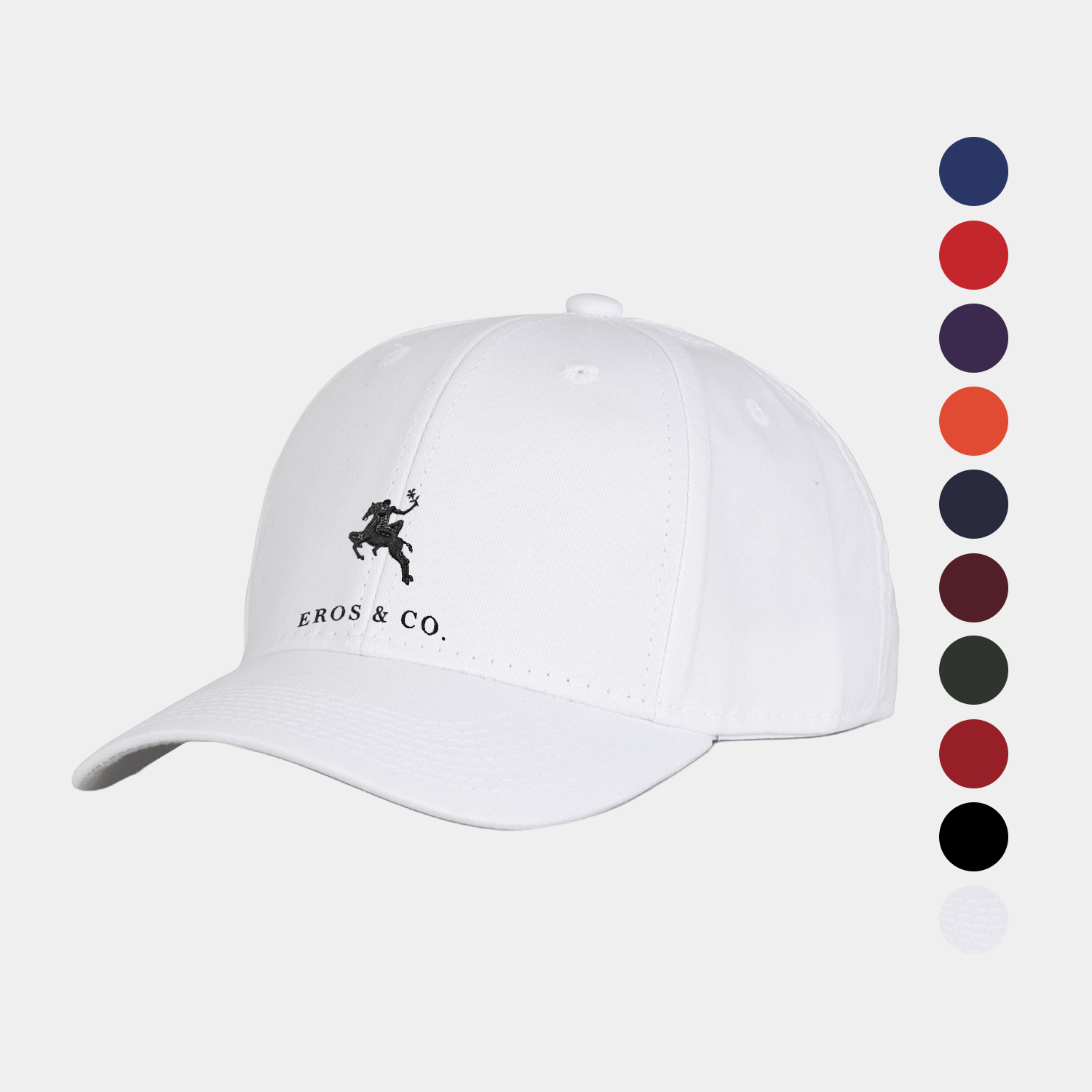 White Cotton Twill Snapback Cap with Contrast Accents