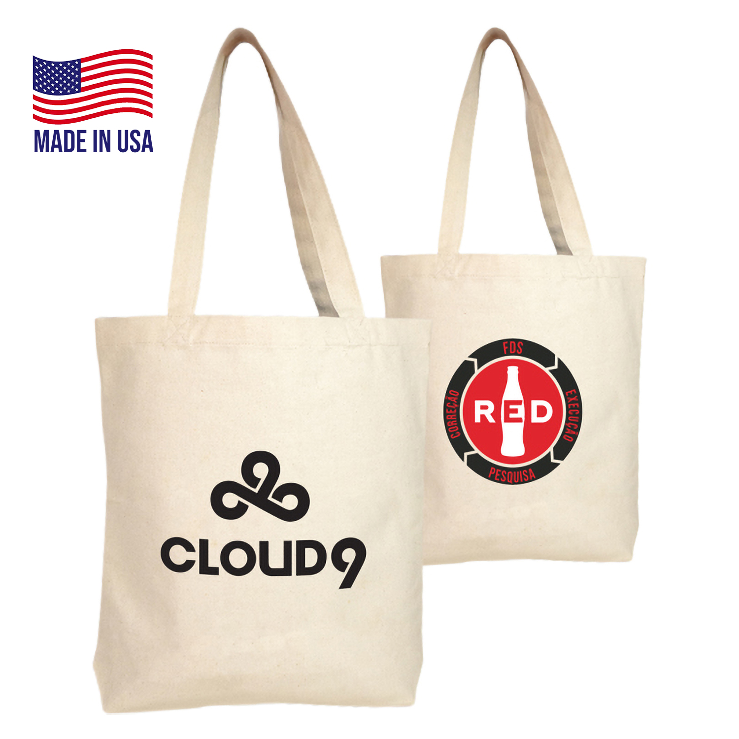 USA-Made 10 oz. Cotton Canvas Heavyweight Tote Bag W/ Gusset (13" x12.5" x3")