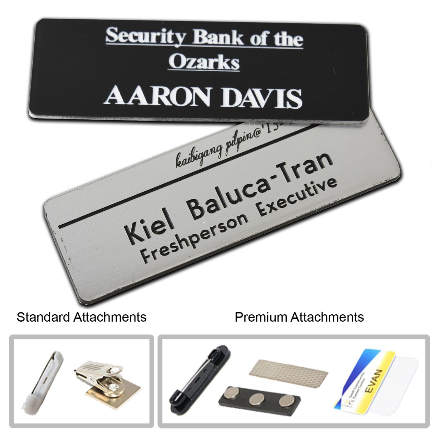 1.25 inch x 3 inch Plastic Engraved Name Badge