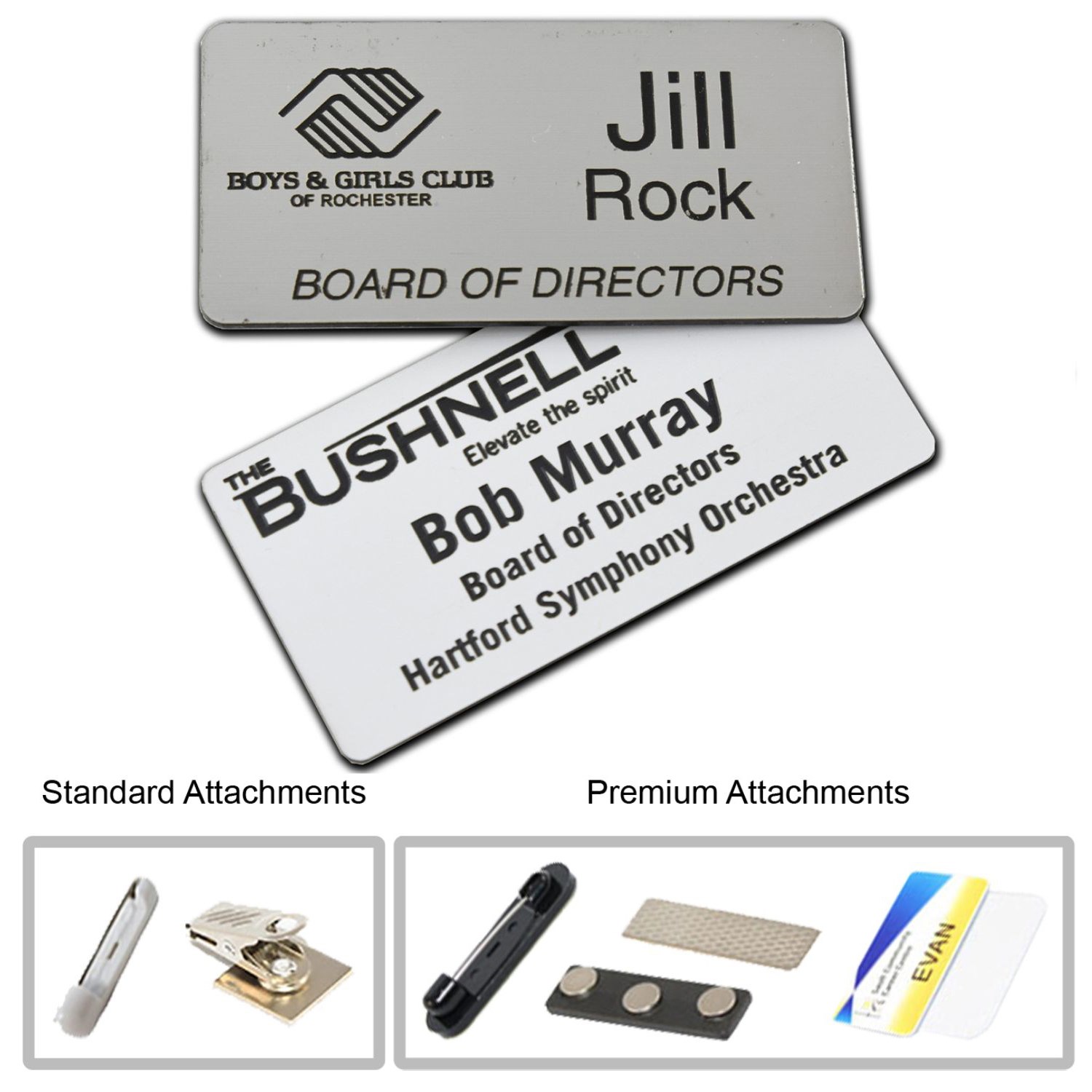 2.125 inch x 3.375 inch Plastic Engraved  Name Badge