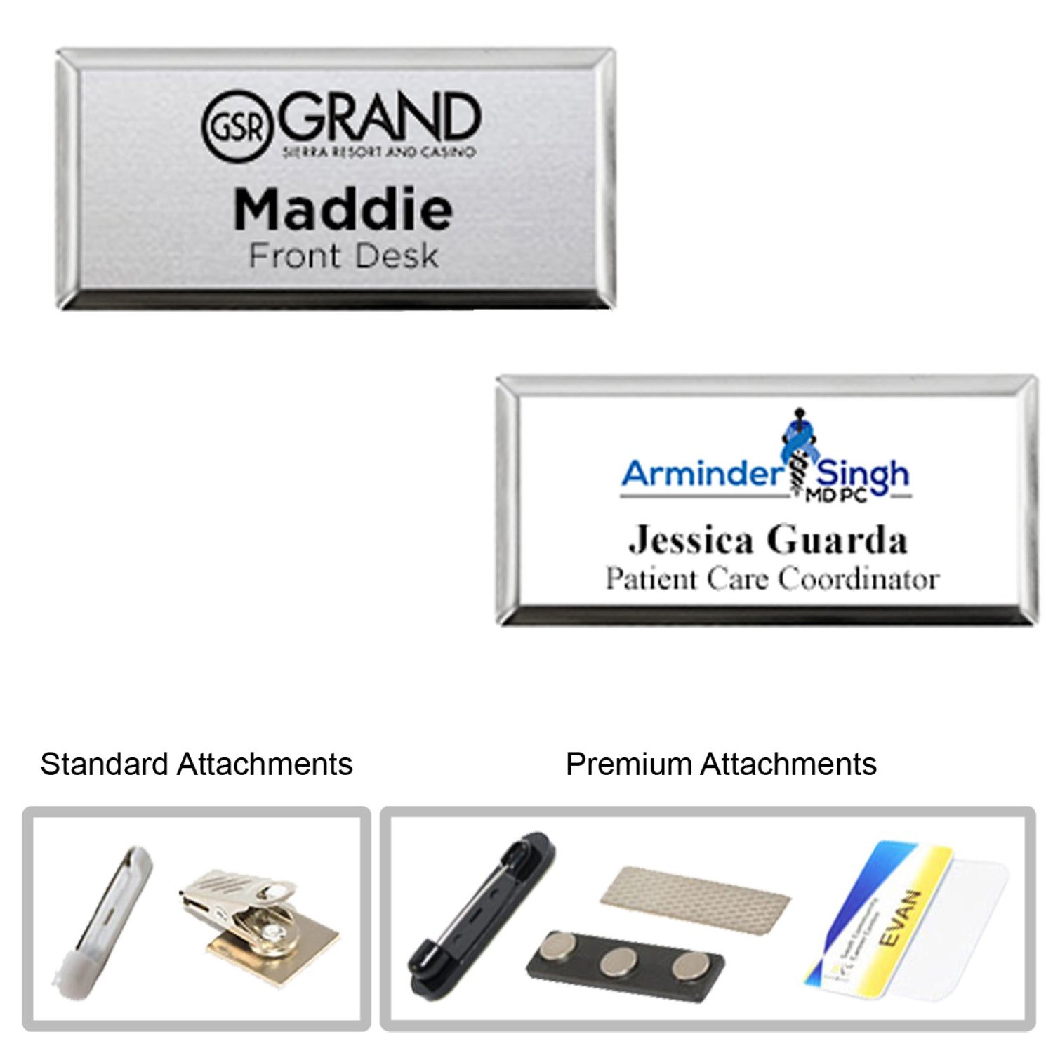 3"W x 1"H Executive metallic personalized Name Badge