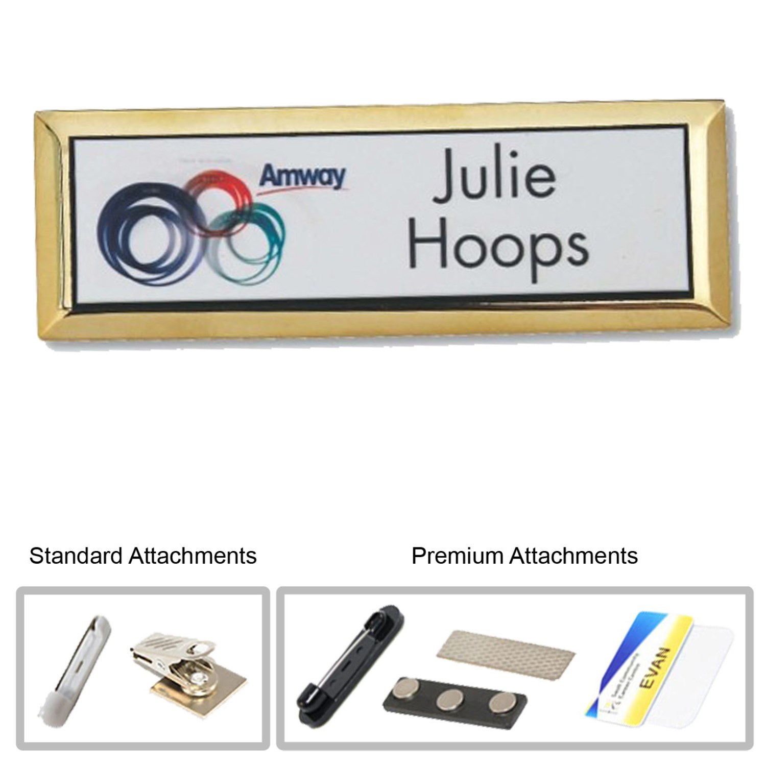 3"W x 1.5"H Executive metallic personalized Name Badge