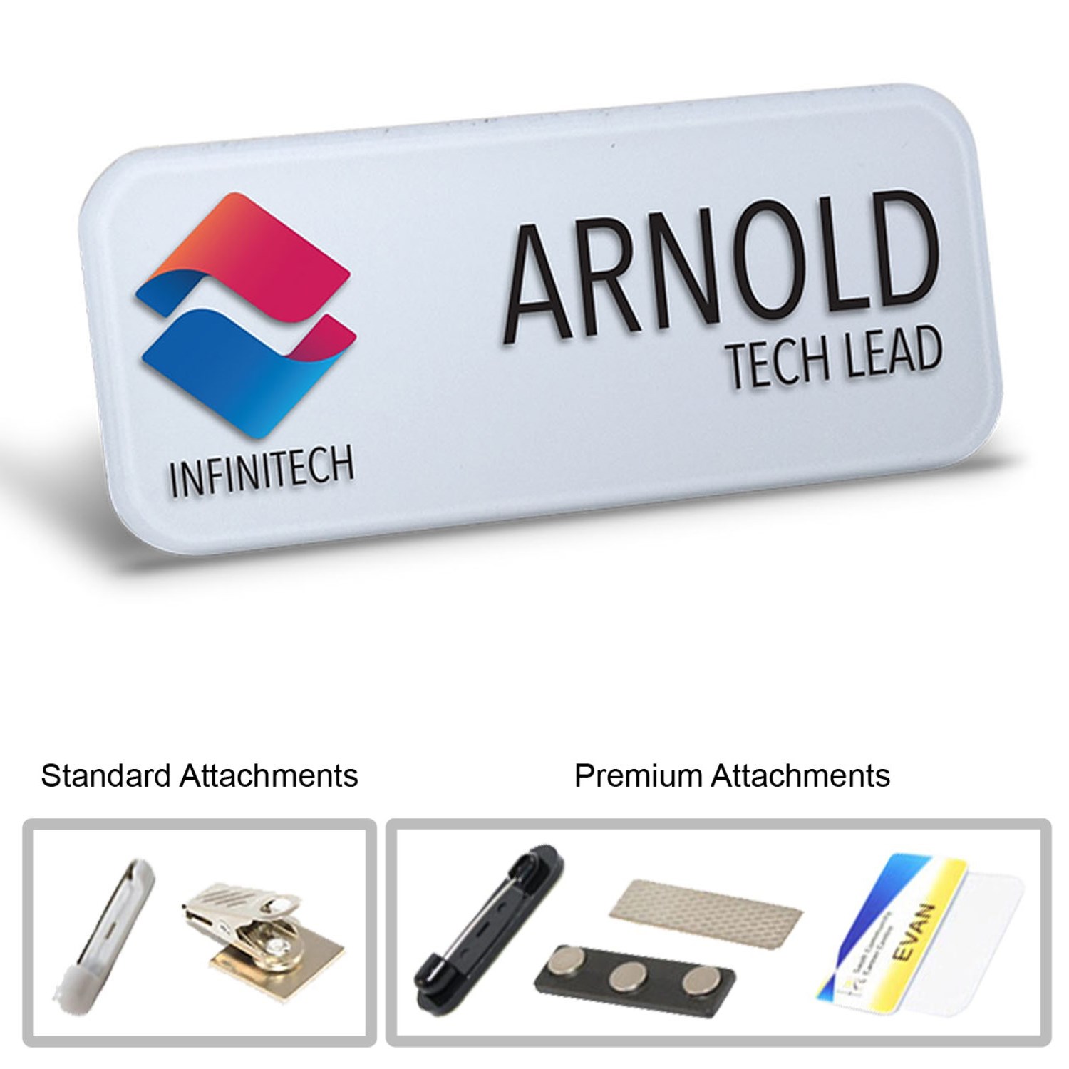 3"W x 1"H Shadow Name Badge w/ Full Color Logo