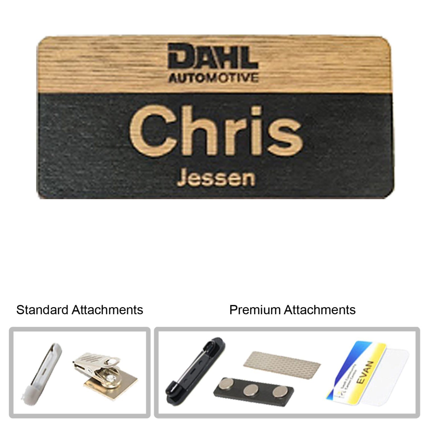 2 inch x 3 inch Engraved Wood Name Badge