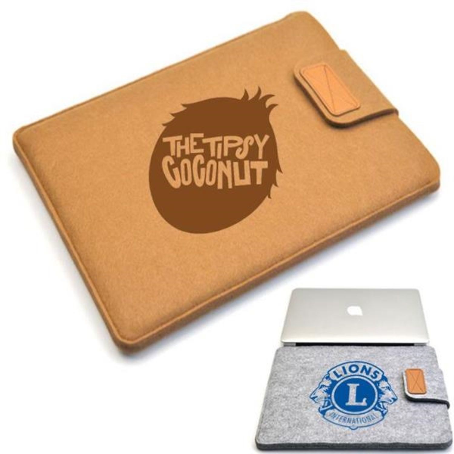 Felt Laptop Sleeve w/ Velcro Flip Top Closure