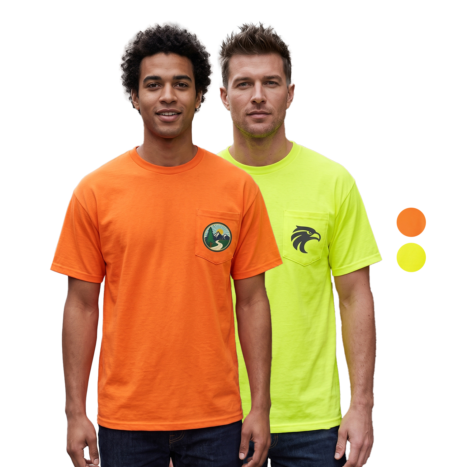 Non-ANSI Hi Viz Poly-Cotton Knitted Safety T-Shirt W/ Pocket