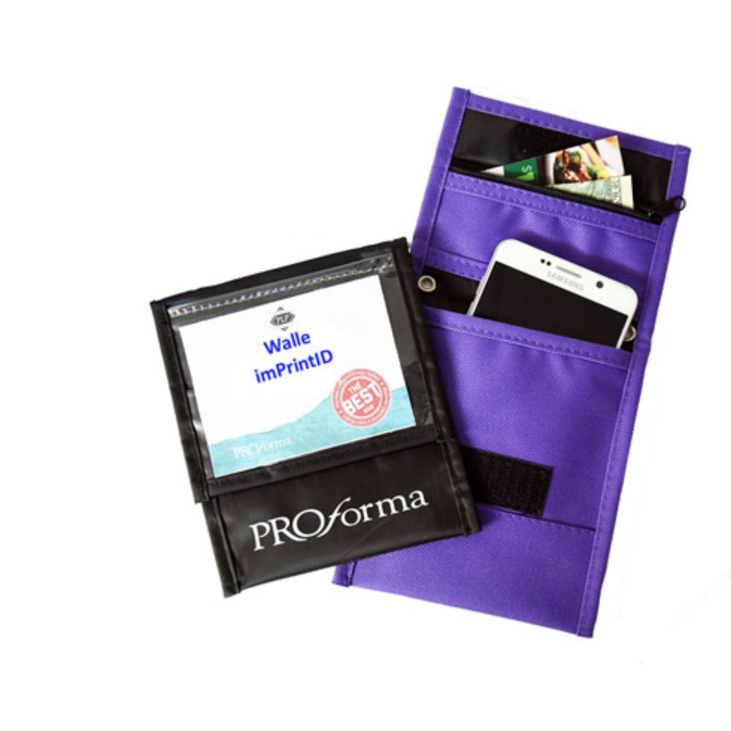 NYLON TWO TONE FRONT FLAP POCKET NECK WALLET WITH SIX POCKETS
