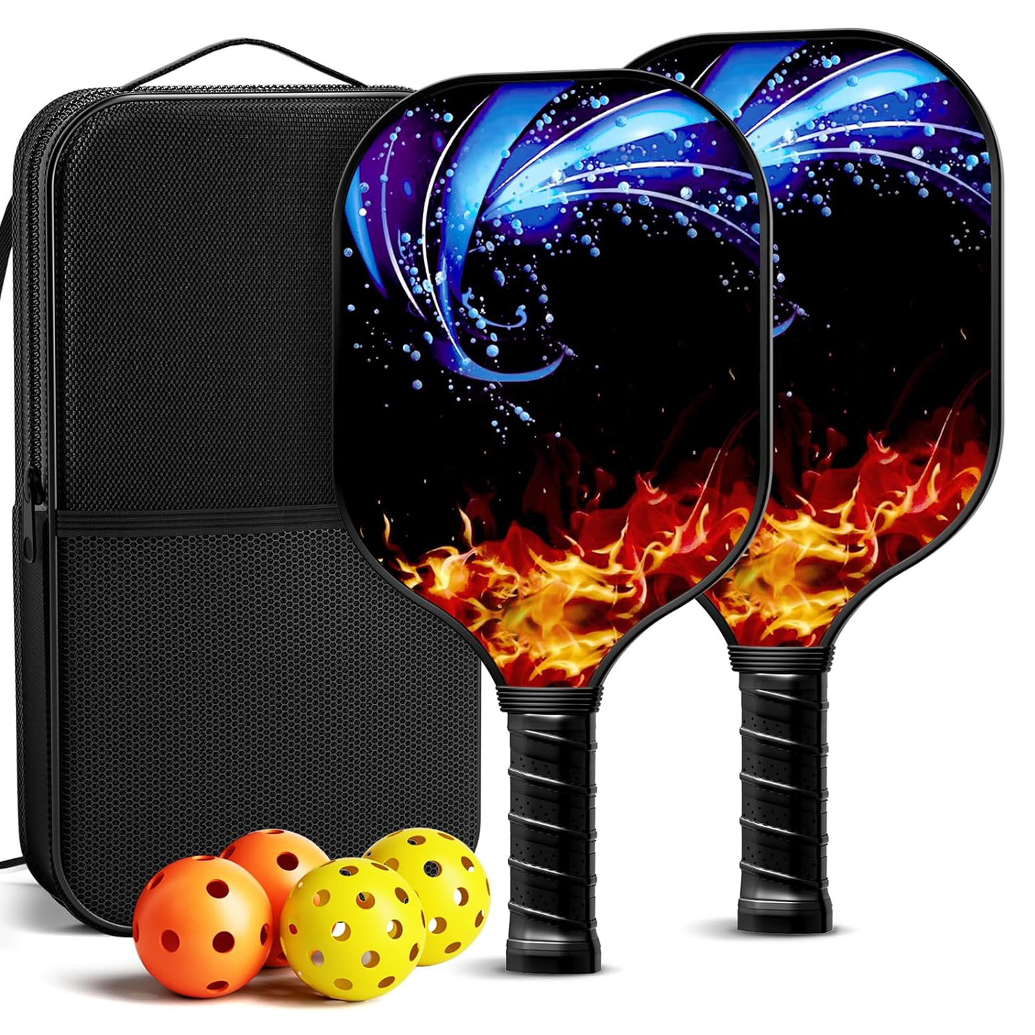 Fiberglass Pickleball Racket Paddle & Ball Set w/ Carrying bag