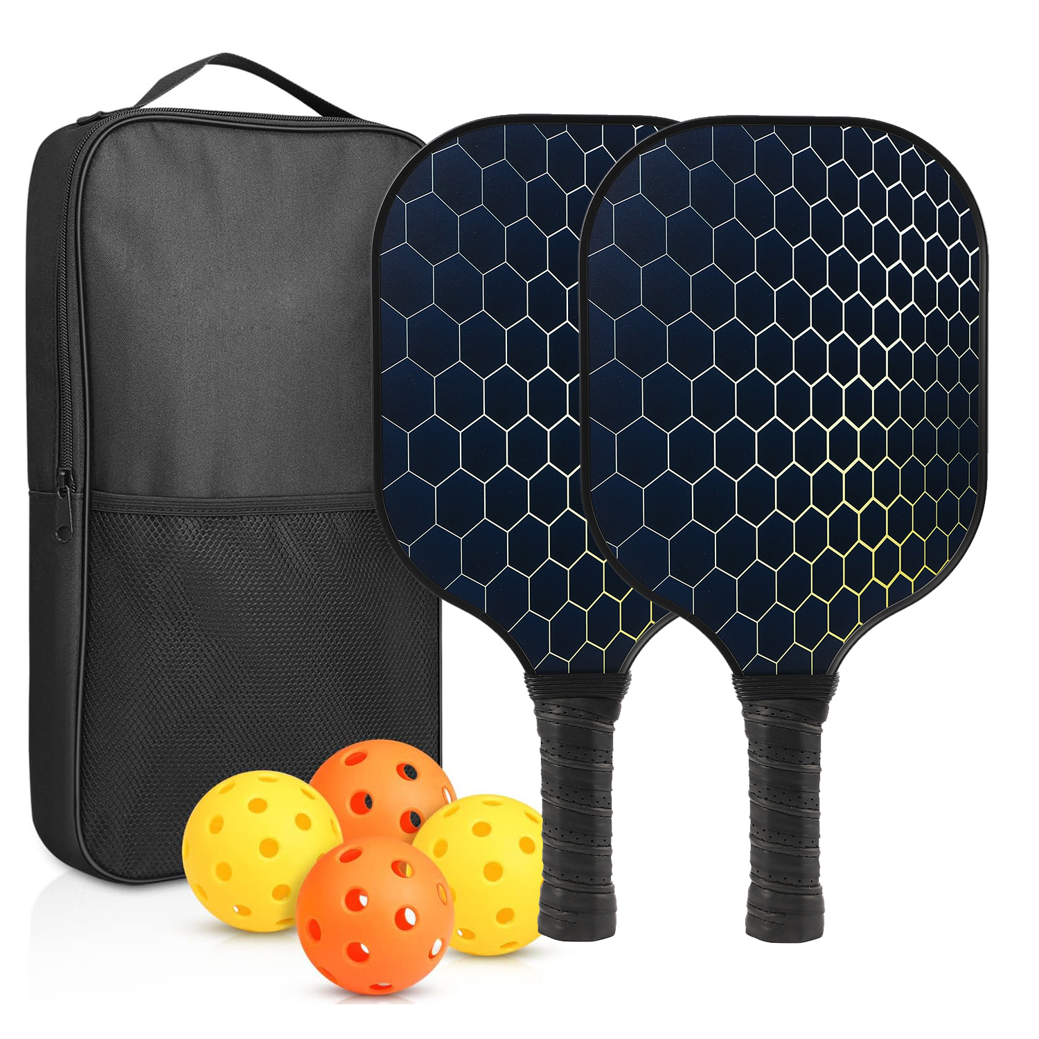 Carbon Fiber Pickleball Racket & Ball Set w/ Zipper bag