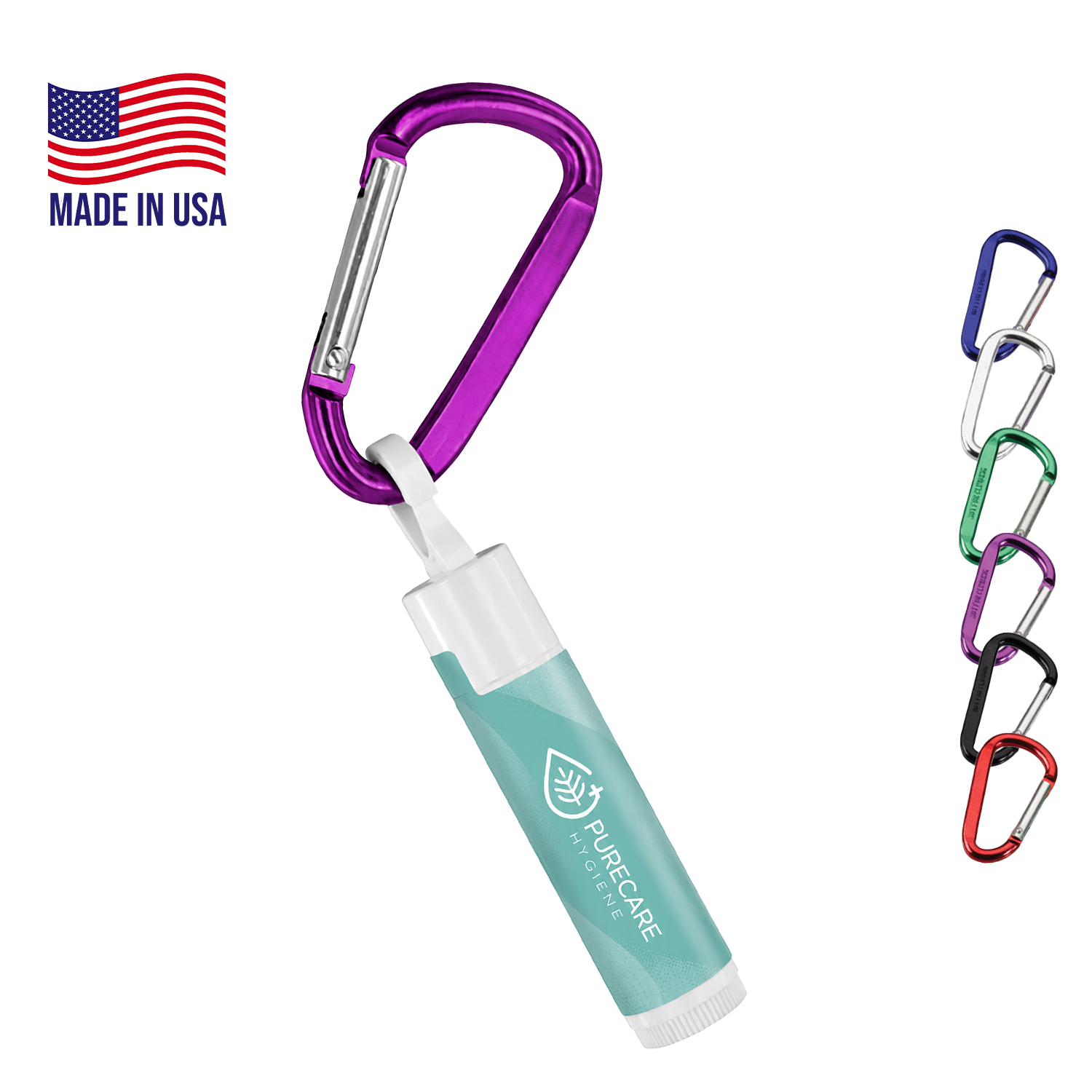 SPF 15 Lip Balm in White Tube with Hook Cap & Carabiner
