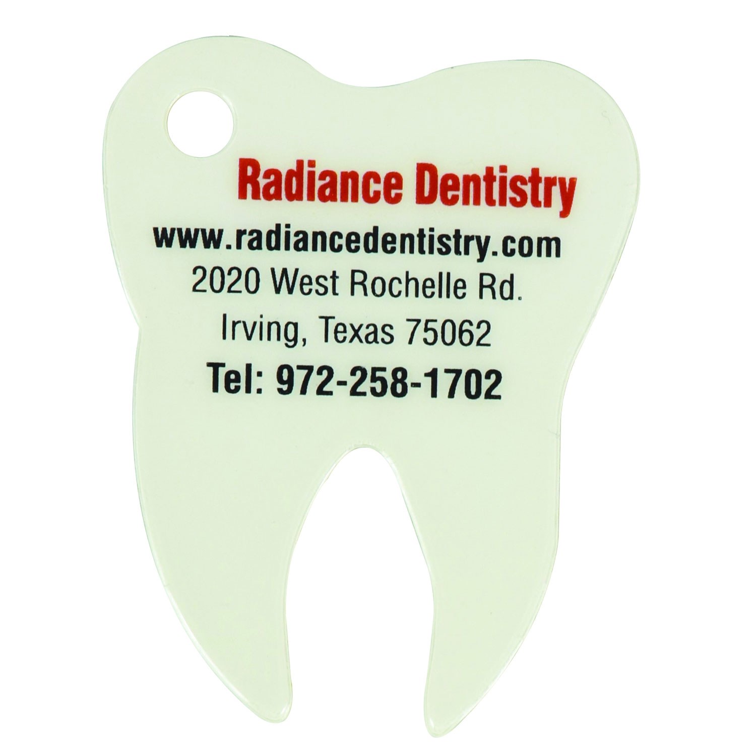 1.5"W x 2"H  Tooth Shaped Key Tag