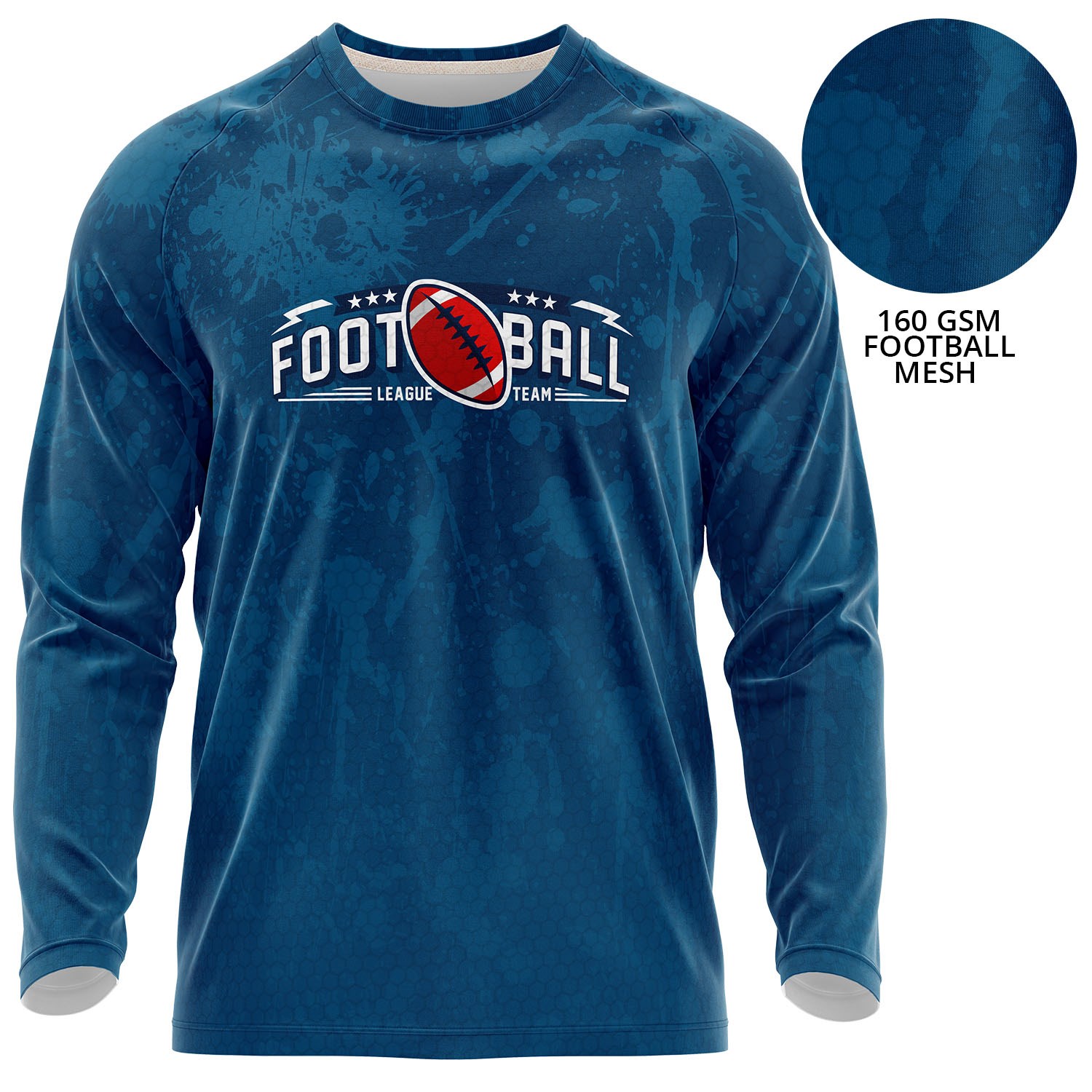 Unisex 160 GSM Football Mesh Performance Sublimation Long Sleeve T-shirt