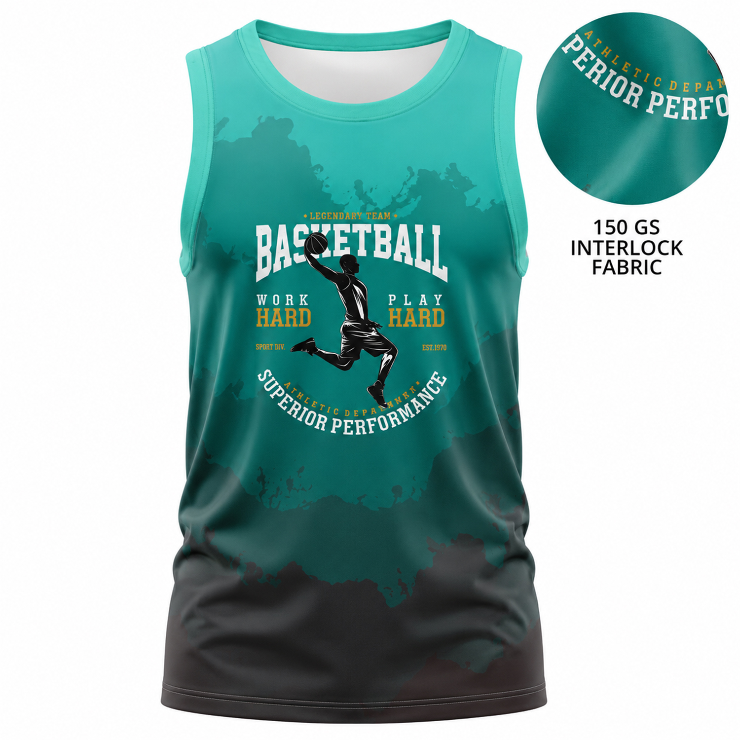 Unisex 150 GSM Poly Interlock Performance Sublimation Tank Tops