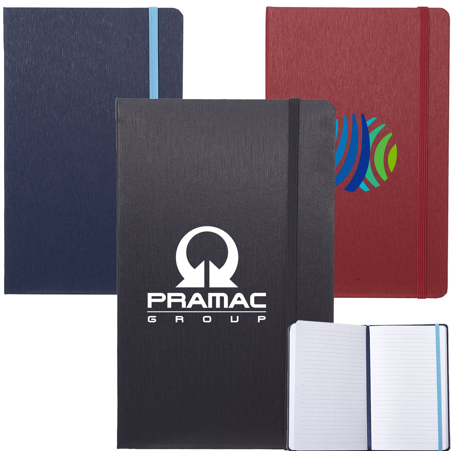 5.25" x 8.5" Hardcover Journal Notebooks w/ Matching Color Elastic Band