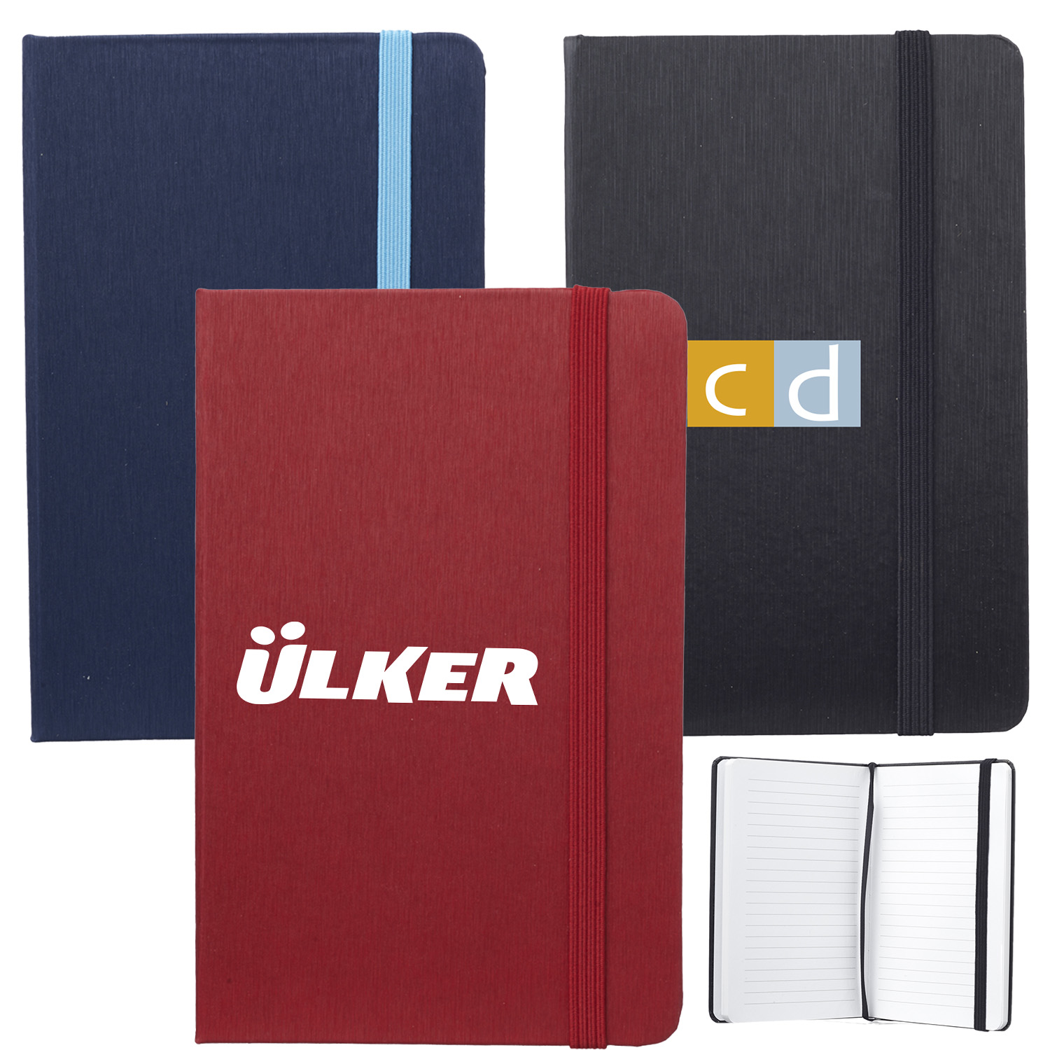 Hardcover Notebooks w/ Matching Color Elastic Band Notepad
