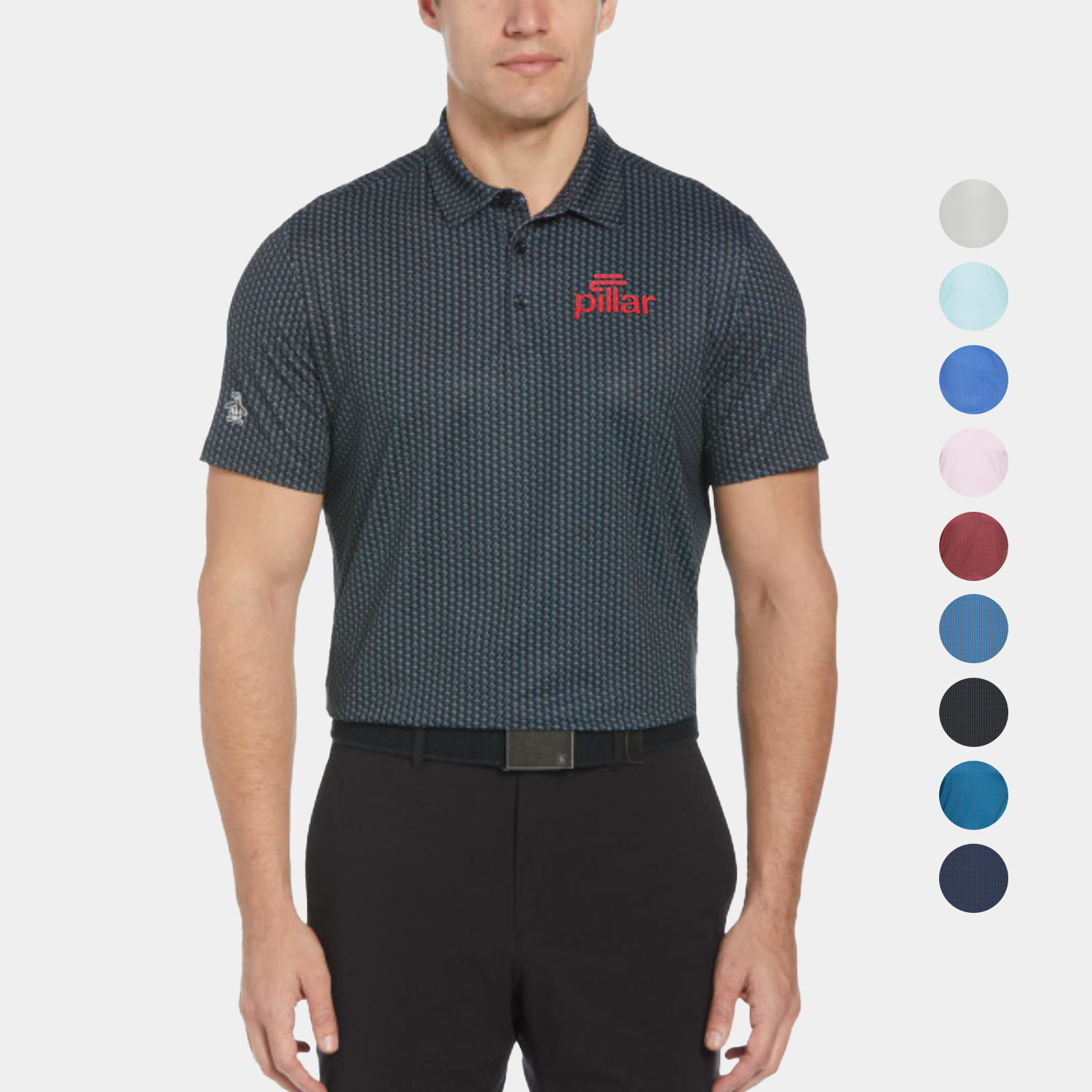 Original Penguin® Moisture Wicking Allover Pete Print Men's Polo Shirt with Custom Logo