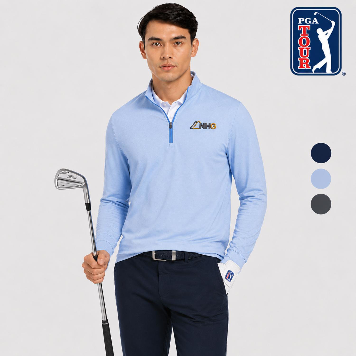 PGA TOUR® Men's SunShield Performance 1/4 Zip with Custom Logo
