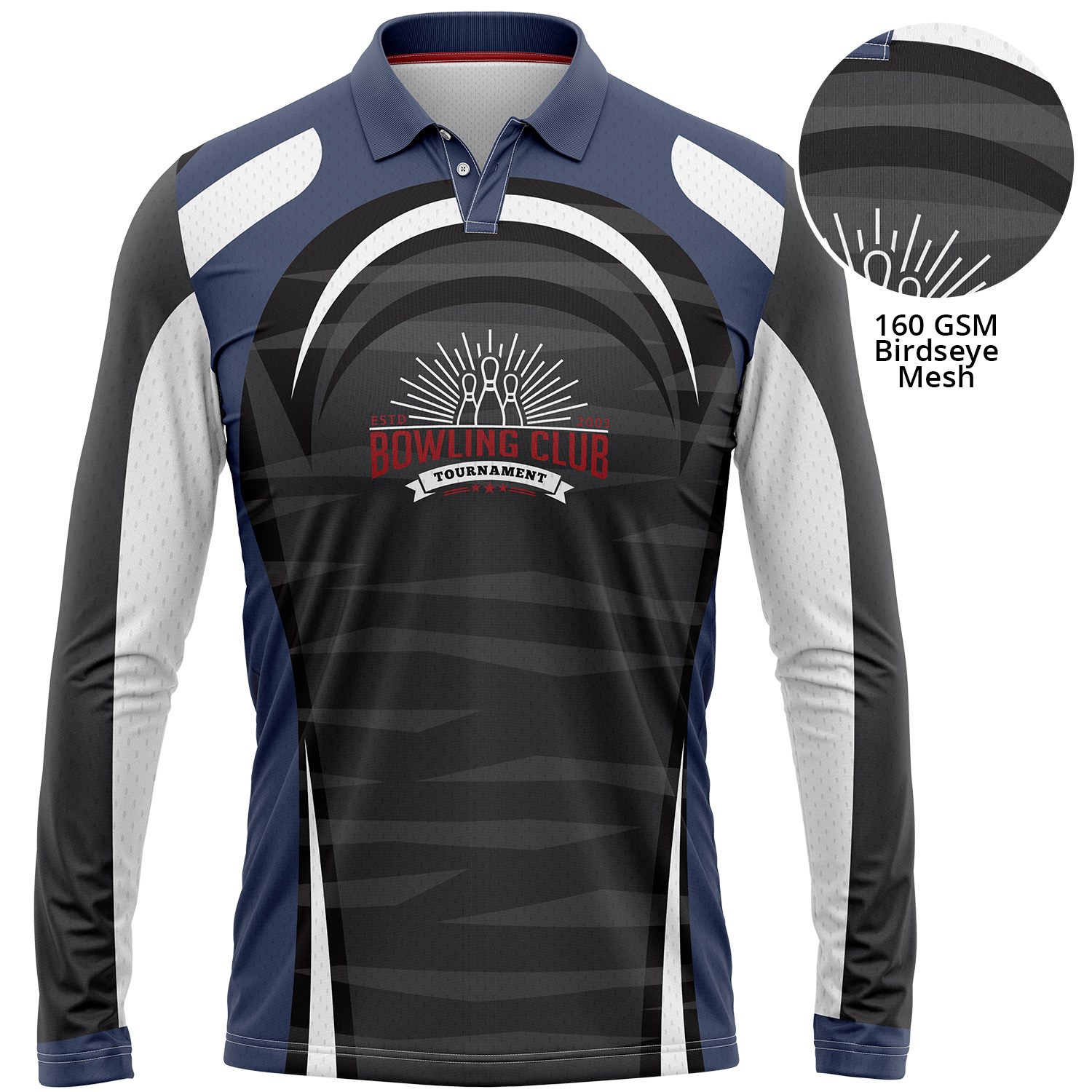 Unisex 160 GSM Birdseye Mesh Performance Long Sleeve Polo shirts