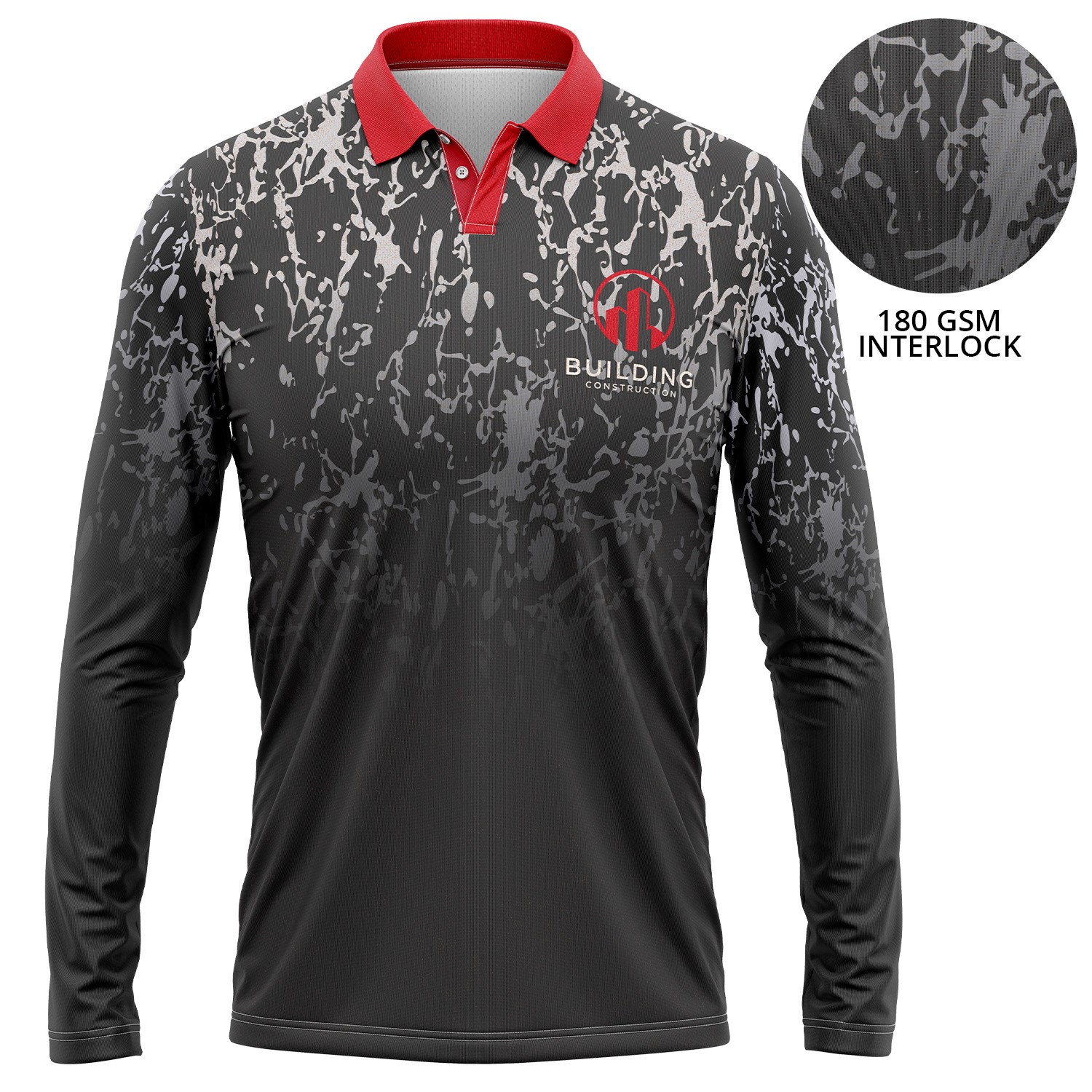 Unisex 180 GSM Poly Interlock Sublimation Long Sleeve Polo Shirts