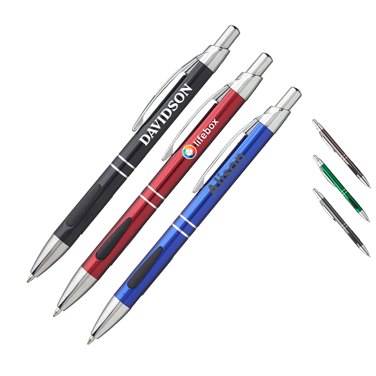 Engraved Metal Pens w/ Silver accents & Ballpoint Tip Pen