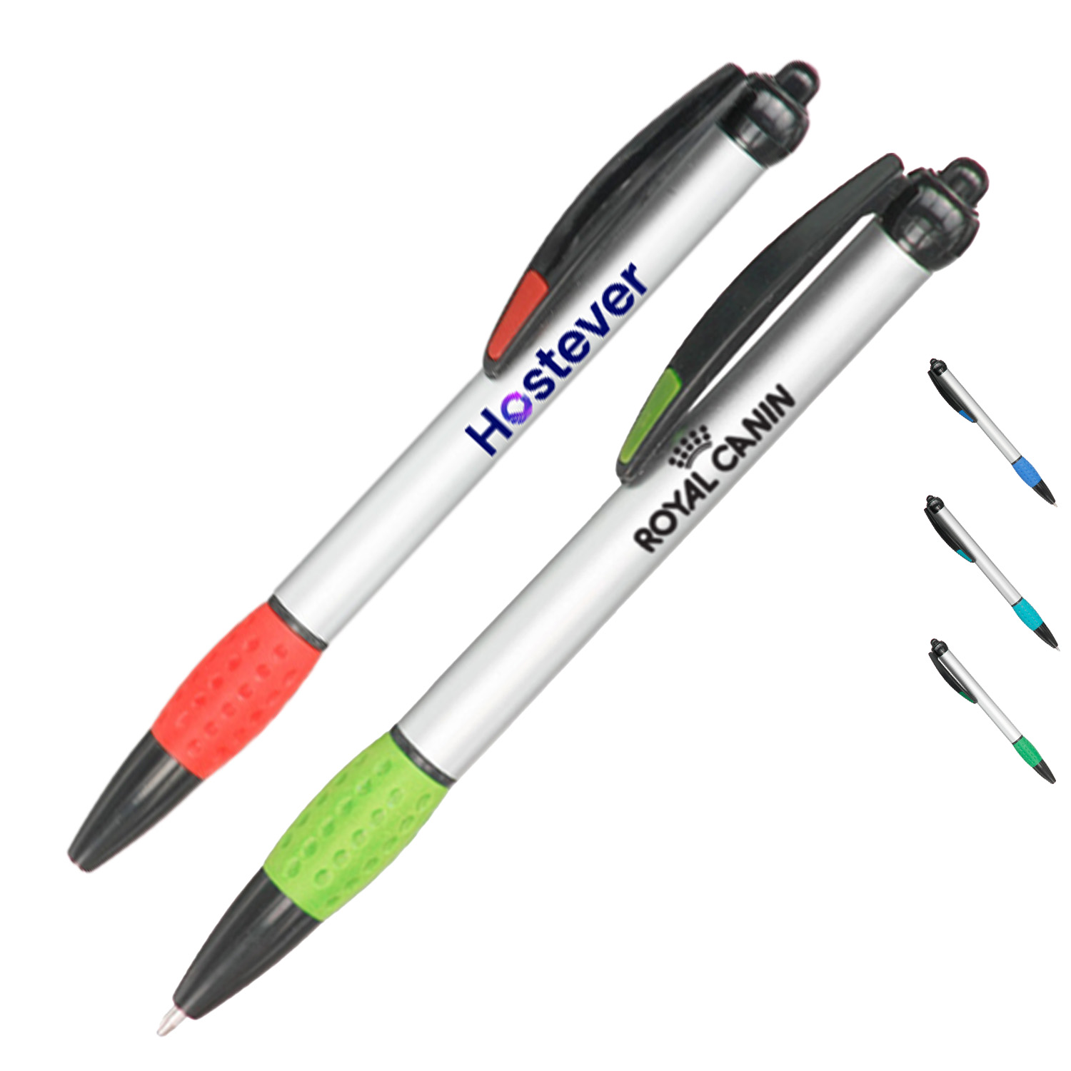 Promotional Plastic Pens w/ Colorful rubber grips Metal Pen