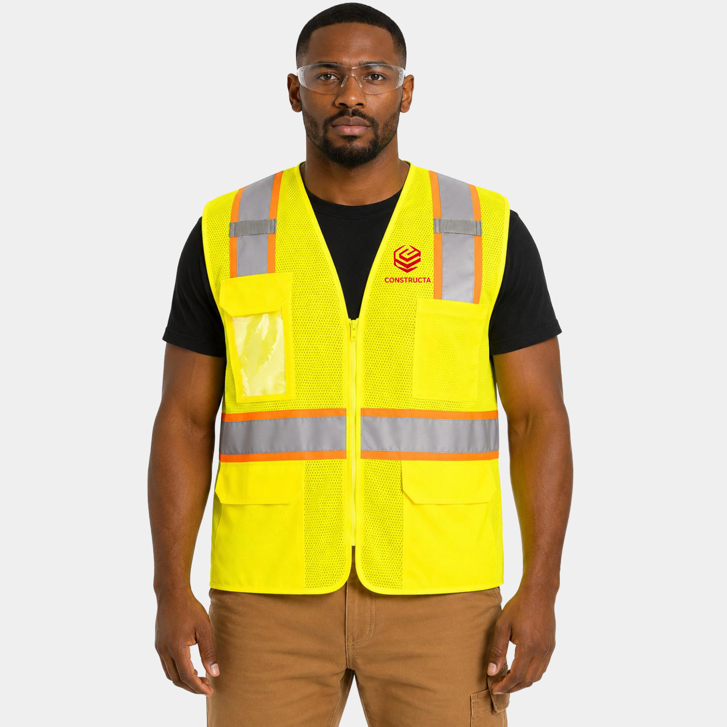 PORTWEST® Class 2 Hi-Vis Contrast Fall Protection Vest w/ 5 Pockets