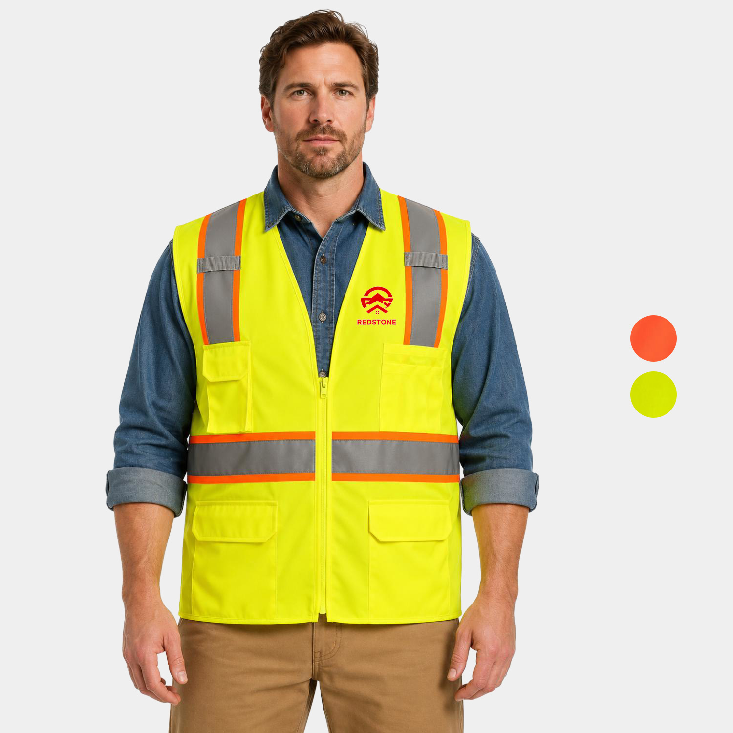 PORTWEST® Class 2 Jackson Hi-Vis Contrast Executive Vest w/ 6 Pockets
