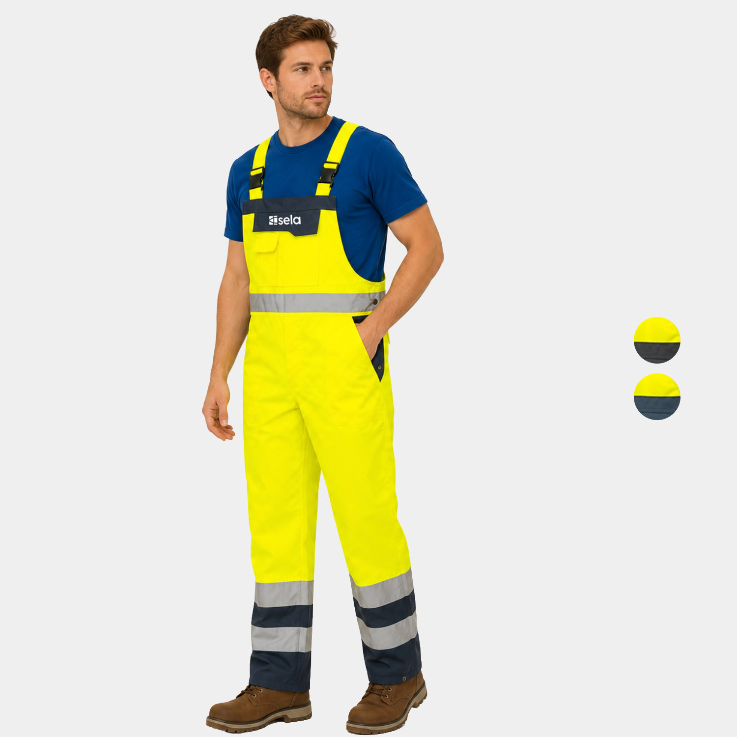 PORTWEST® Waterproof Hi-Vis Breathable Contrast Rain Bib Overall