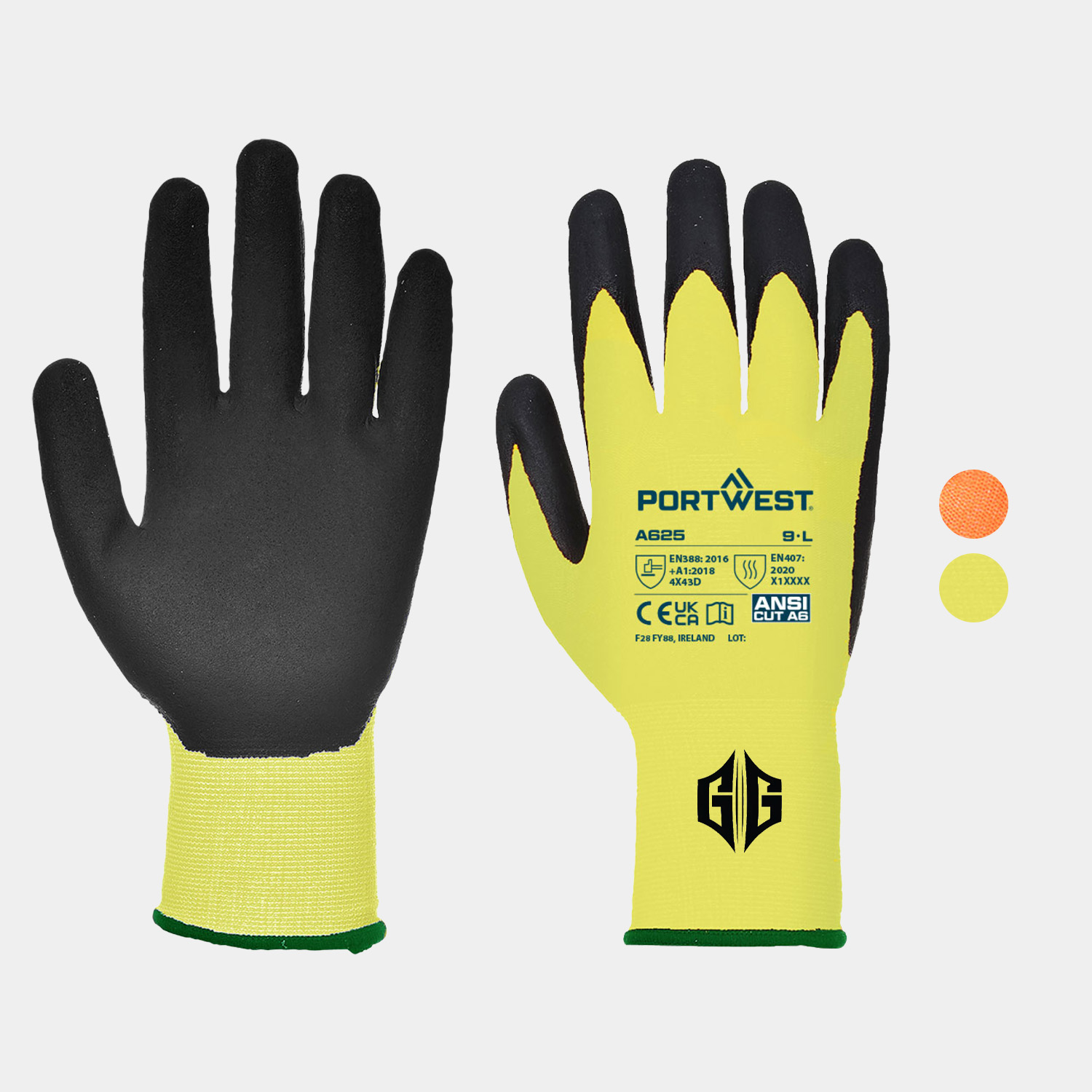 PORTWEST® Cut D13 PU Viz-Tex Glove A4 w/ 200°F Contact Heat Protection