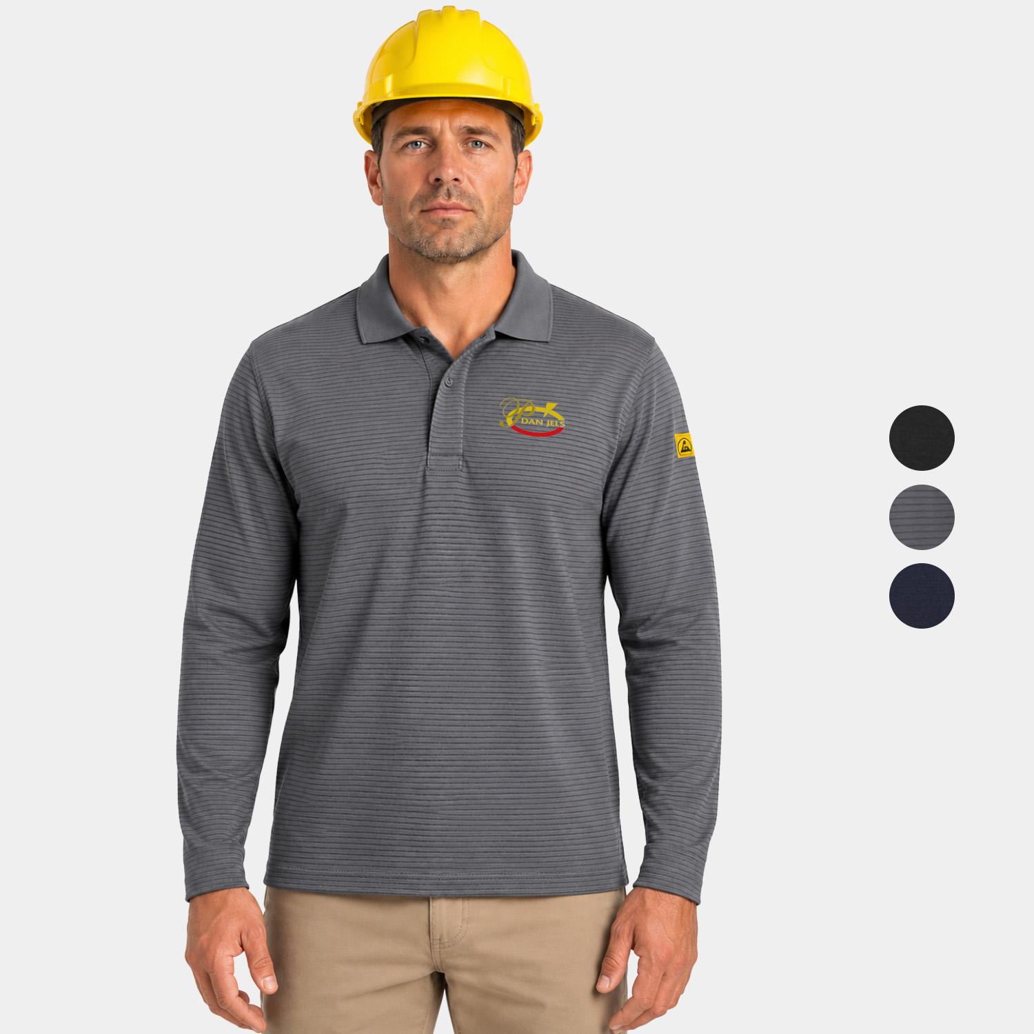 PORTWEST® Lightweight Carbon Fibre Knitted Antistatic ESD Polo Shirt L/S