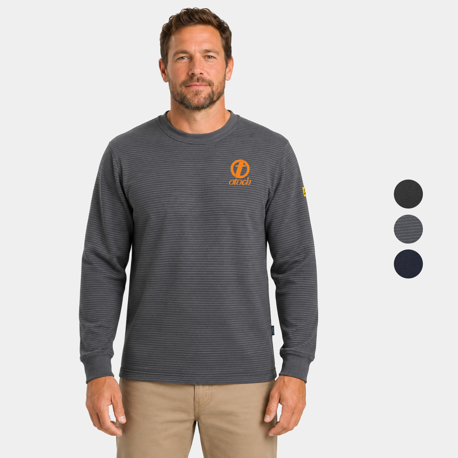 PORTWEST® Carbon Fiber Woven Antistatic ESD T-Shirt L/S w/ Anti-Scratch Design