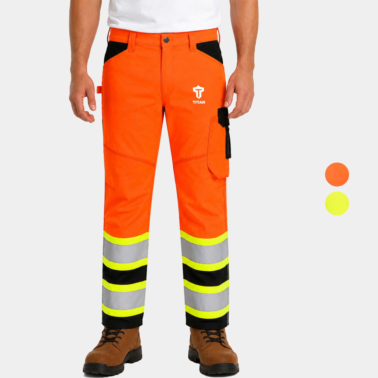 PORTWEST® Stain Resistant Hi-Vis Contrast Tape Work Pants w/ 5 Pockets