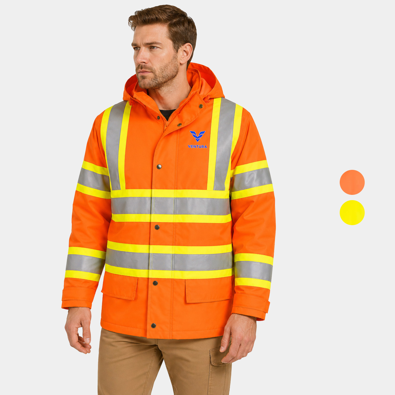 PORTWEST® Waterproof Hi-Vis X Back 5-in-1 Traffic Jacket w/ Hood