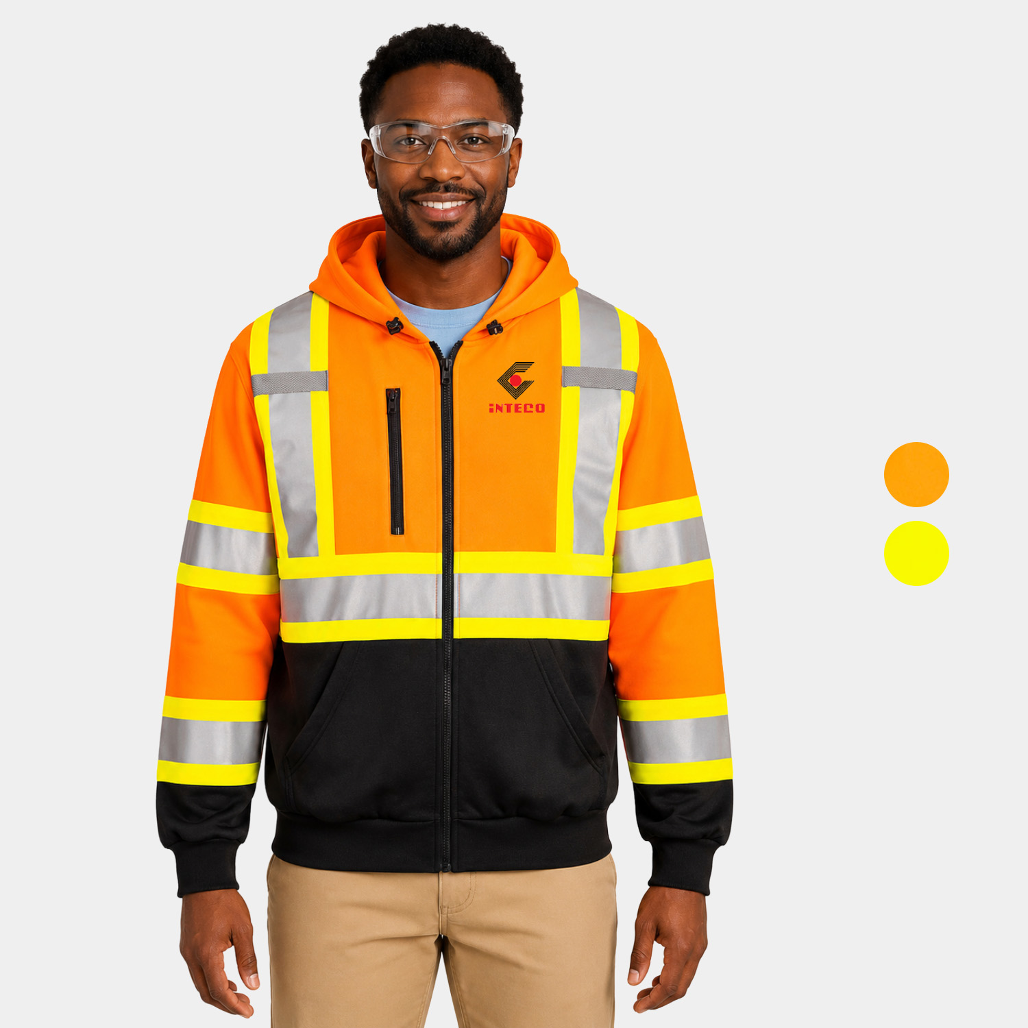PORTWEST® Hi-Vis X Back Contrast Tape Zipped Hoodie w/ UPF 40+ Protection