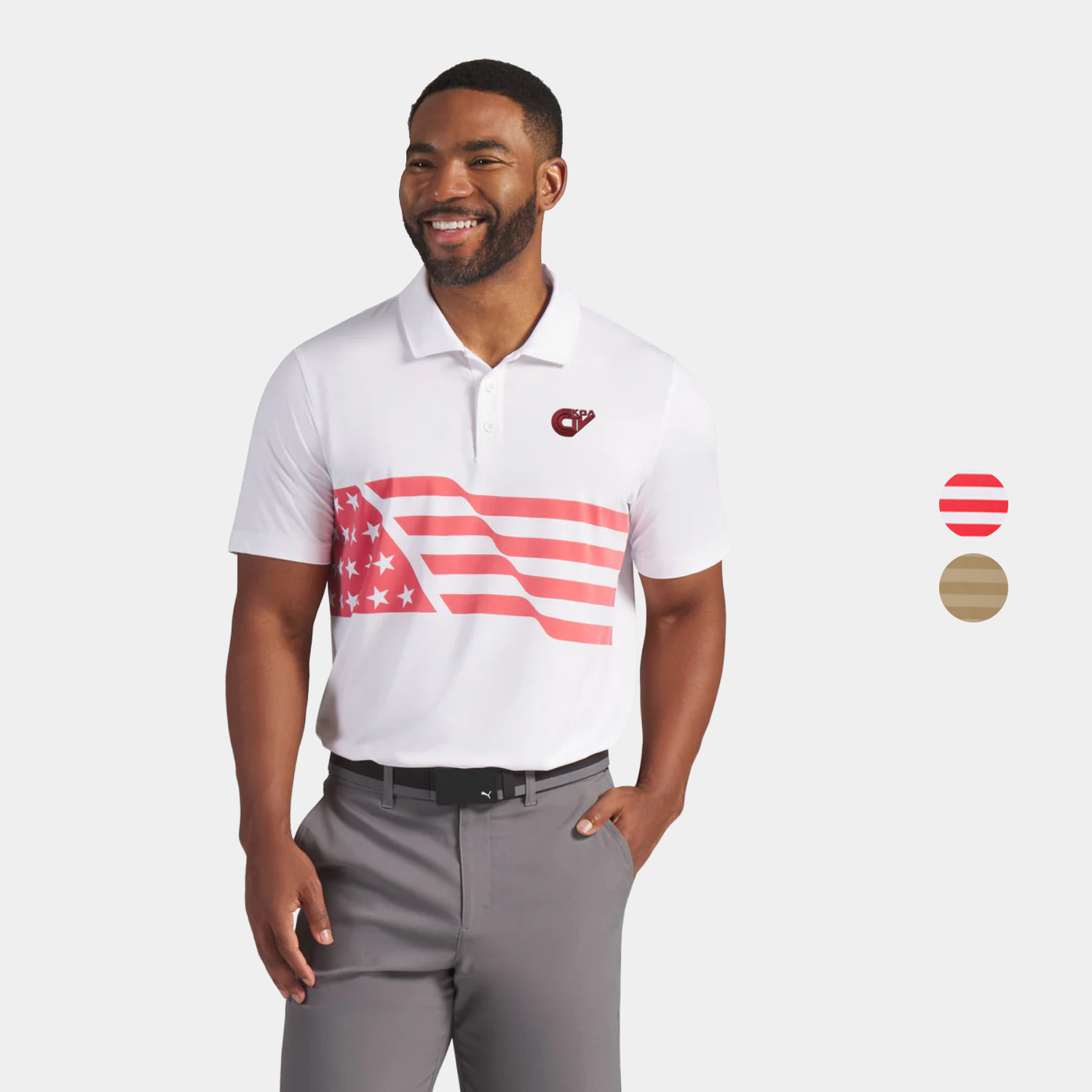 PUMA® Men's Volition Flag Golf Polo Shirt with UPF 40+ protection