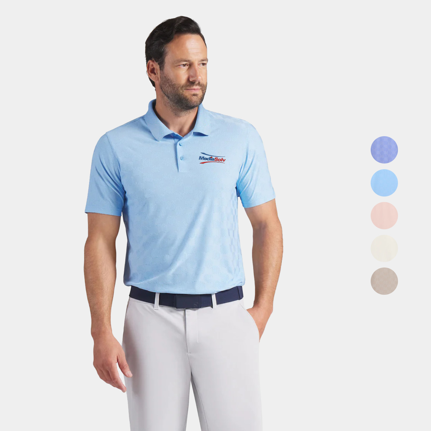PUMA® Men's MATTR Check Jacquard BN Golf Polo Shirt With Custom Logo