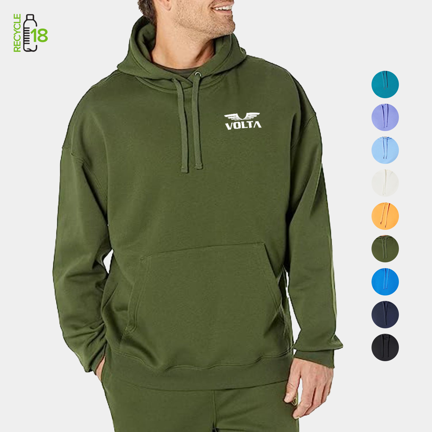 REPREVE® - Men's rPET Fleece Hoodie w/ Kangaroo Pocket & Wrinkle Resistance