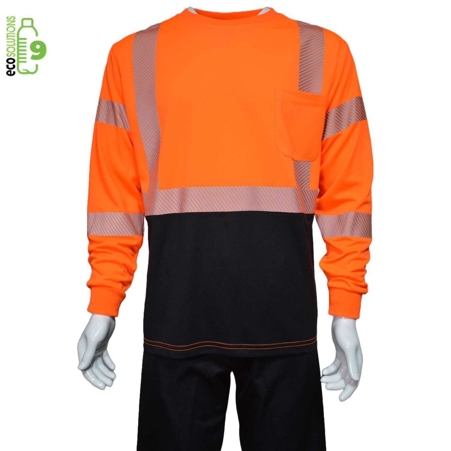Segmented Class 3 rPET Color Block Safety T-Shirt With Pocket