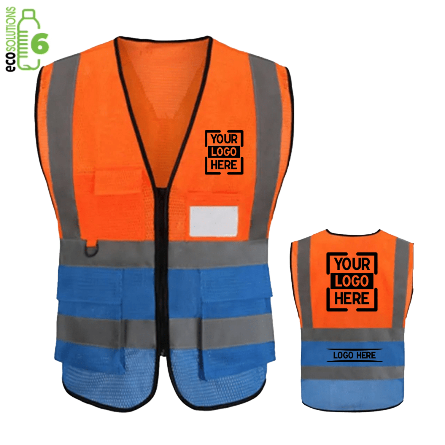 rPET Class 2 Reflective Mesh Safety Vest with Pockets
