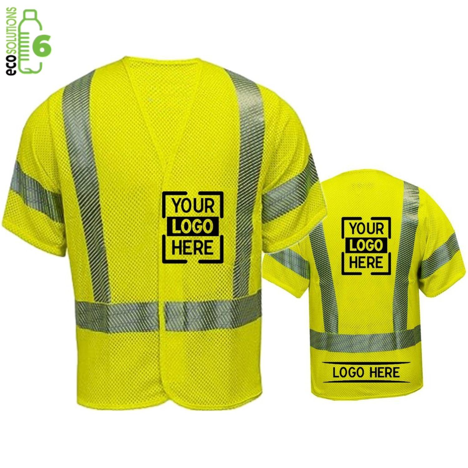rPET Class 3 Segmented Safety Hook & Loop Mesh Vest With Pockets