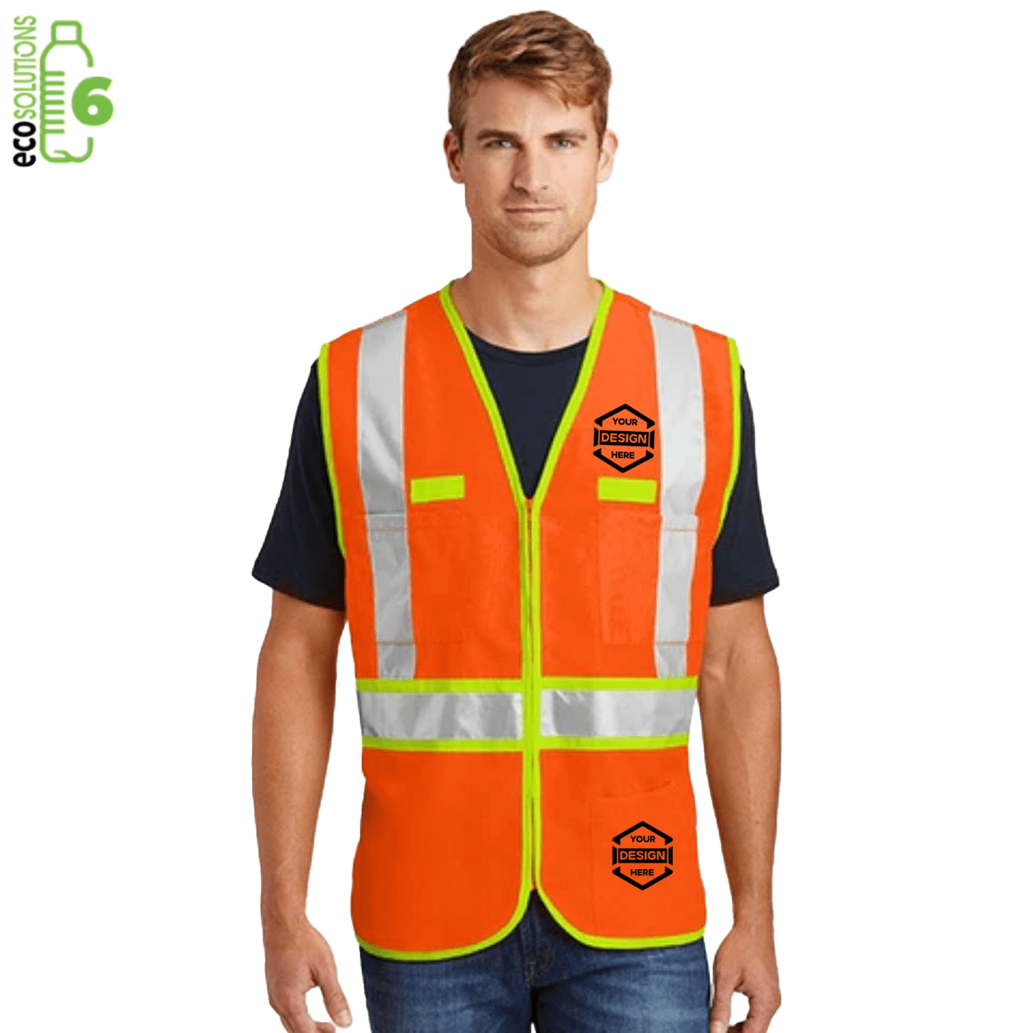 Recycled Class 2 Reflective Safety Vest With 4 Pockets