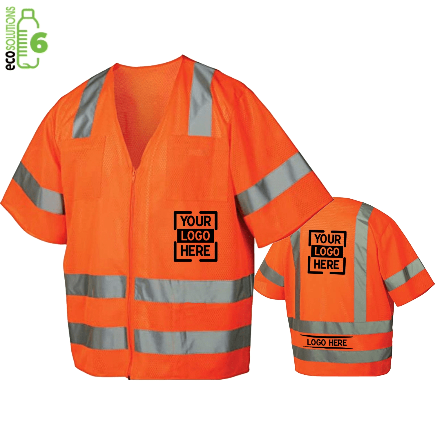 Knitted Class 3 Recycled Safety Zip Vest With 4 Pockets