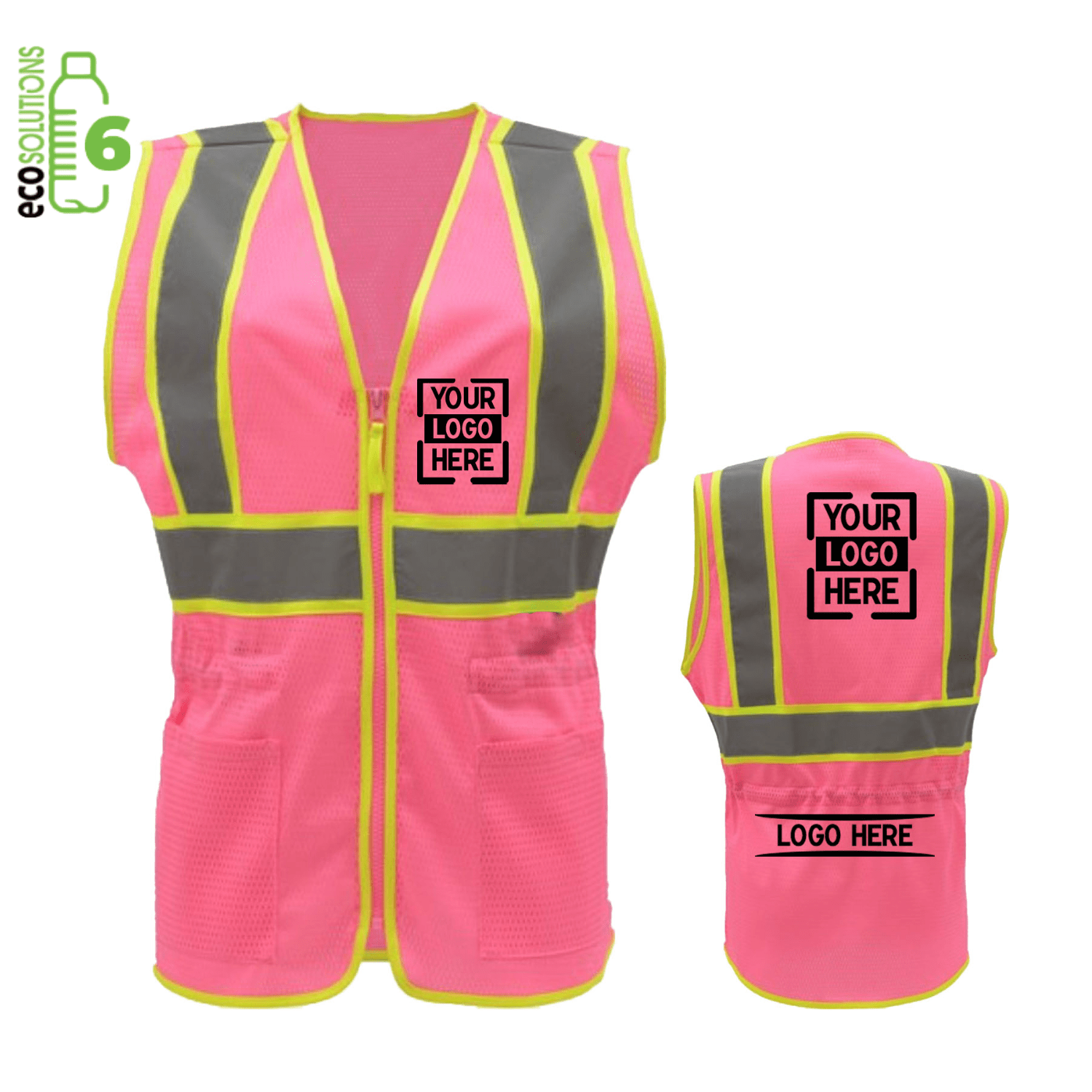rPET Class 2 Lady Mesh Reflective Tape Safety Vest with 2 Pockets