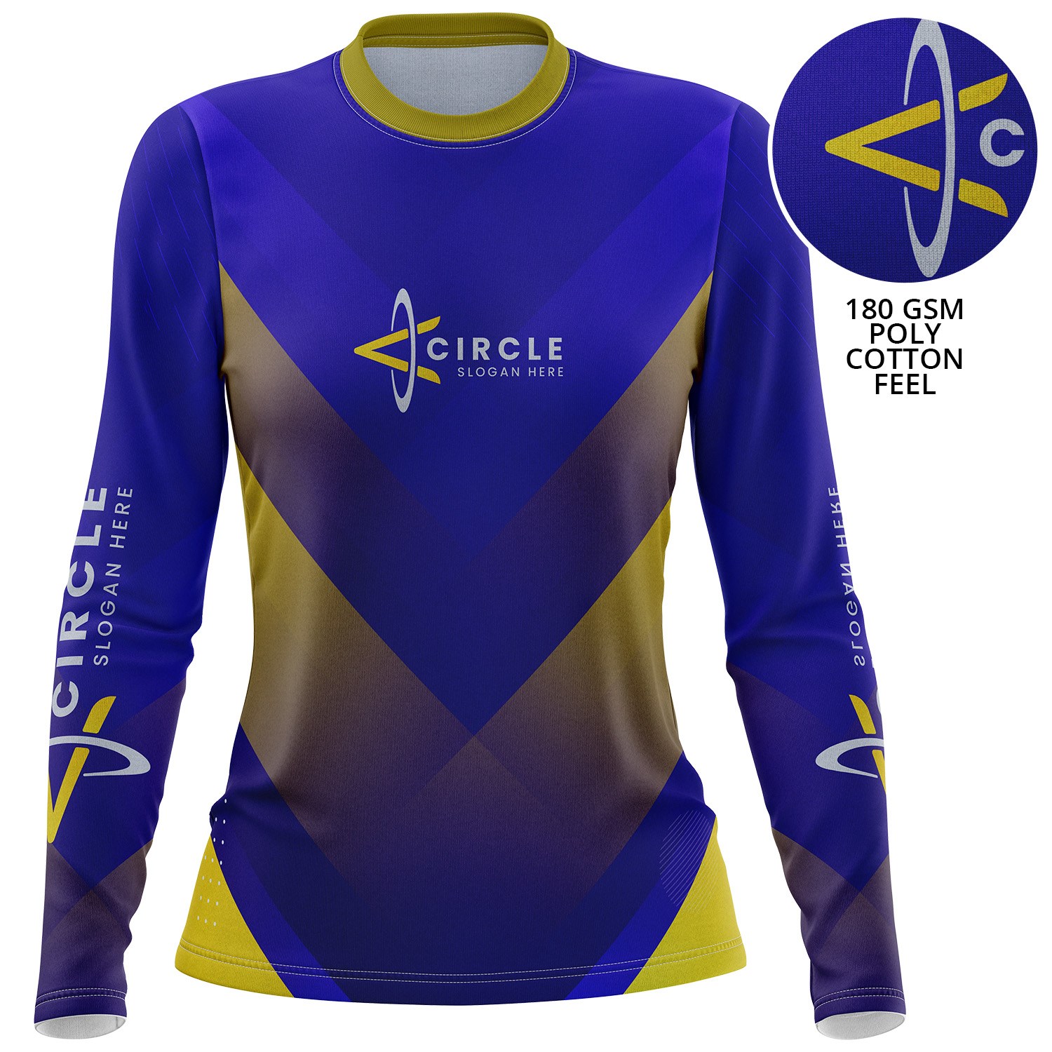 Women's 180 GSM Cotton Feel Jersey Knitted Sublimation Long Sleeve T-shirt