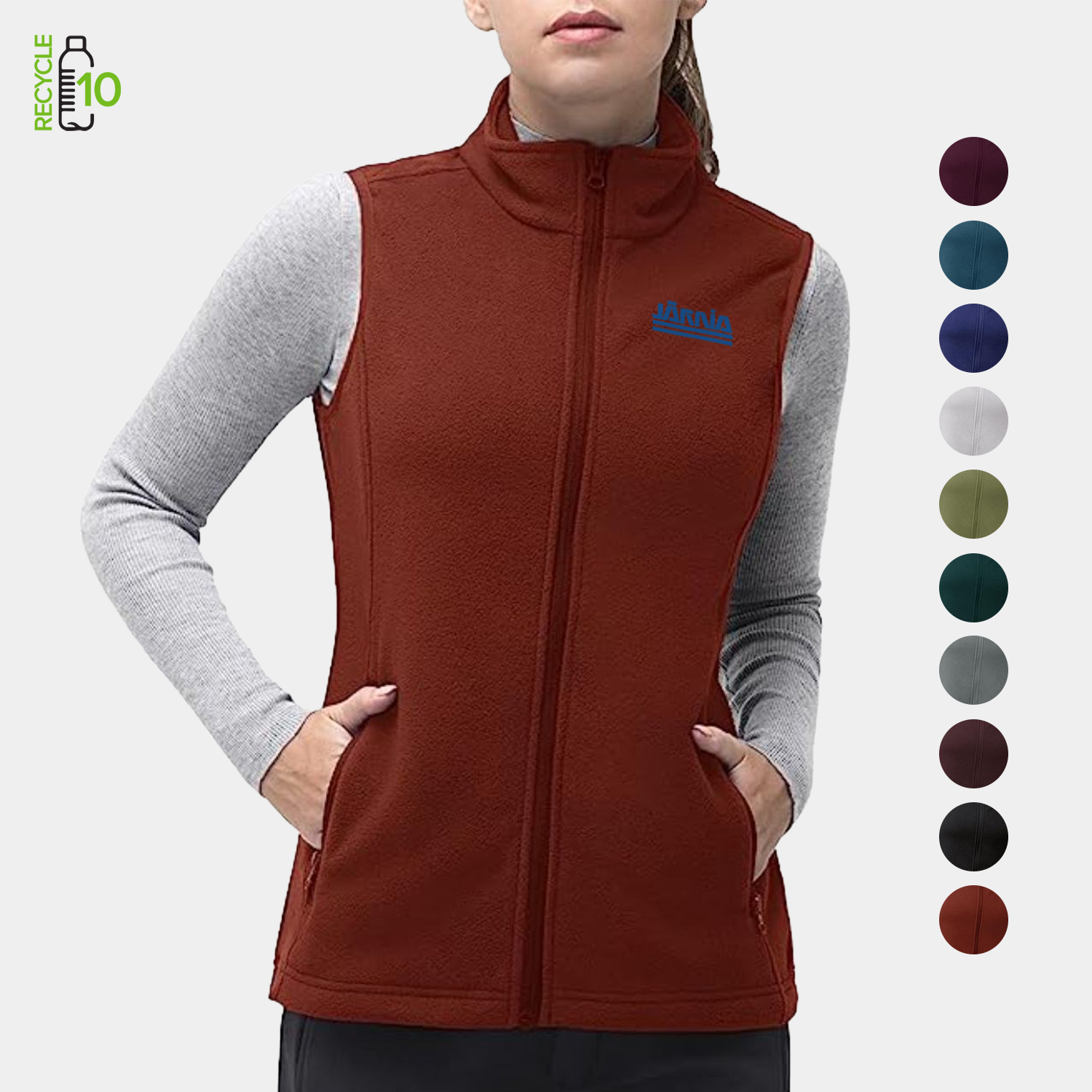 REPREVE® - Women's Recycled Sleeveless Full Zip Fleece Vest w/ Pocket & Wrinkle Resistance