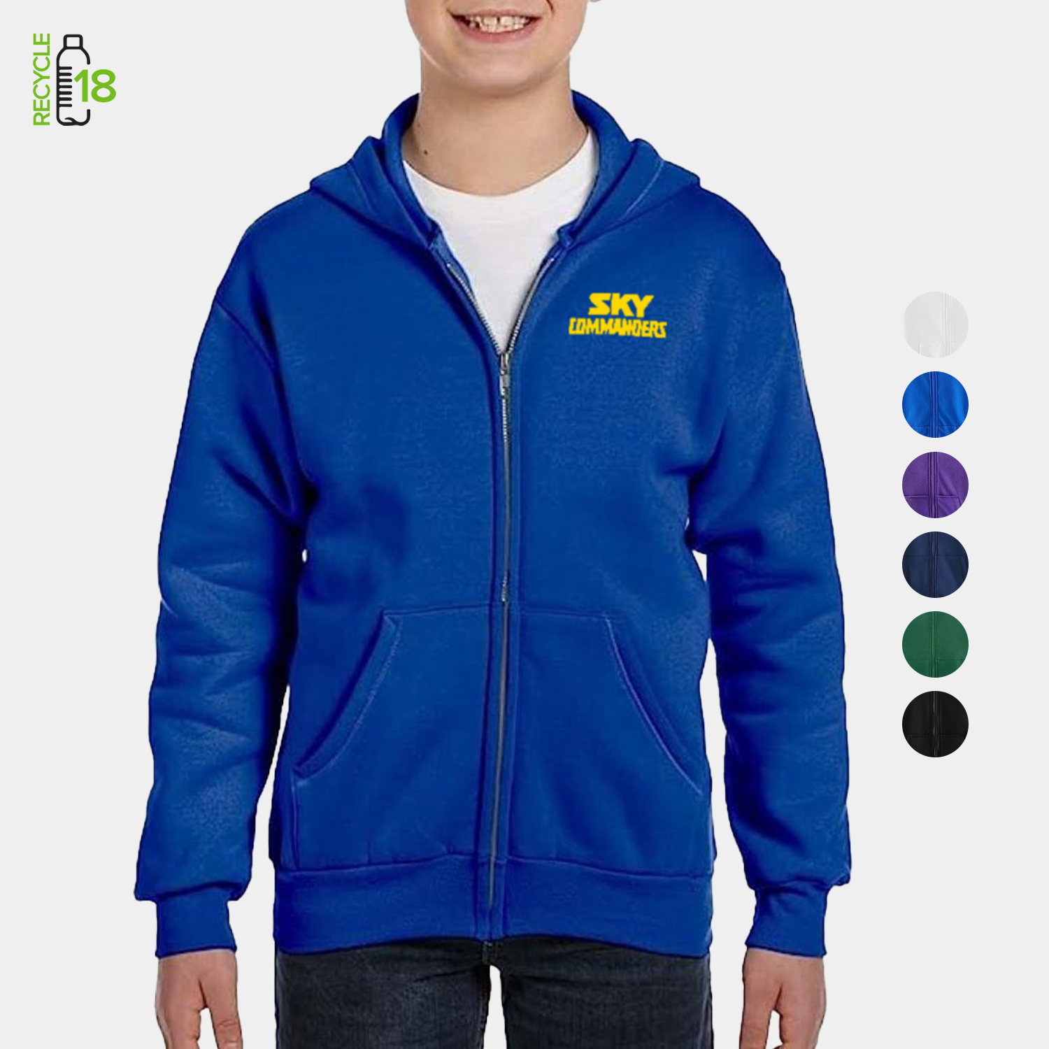 REPREVE® - Youth Recycled Full Zip Hooded Sweatshirt w/ Wrinkle Free