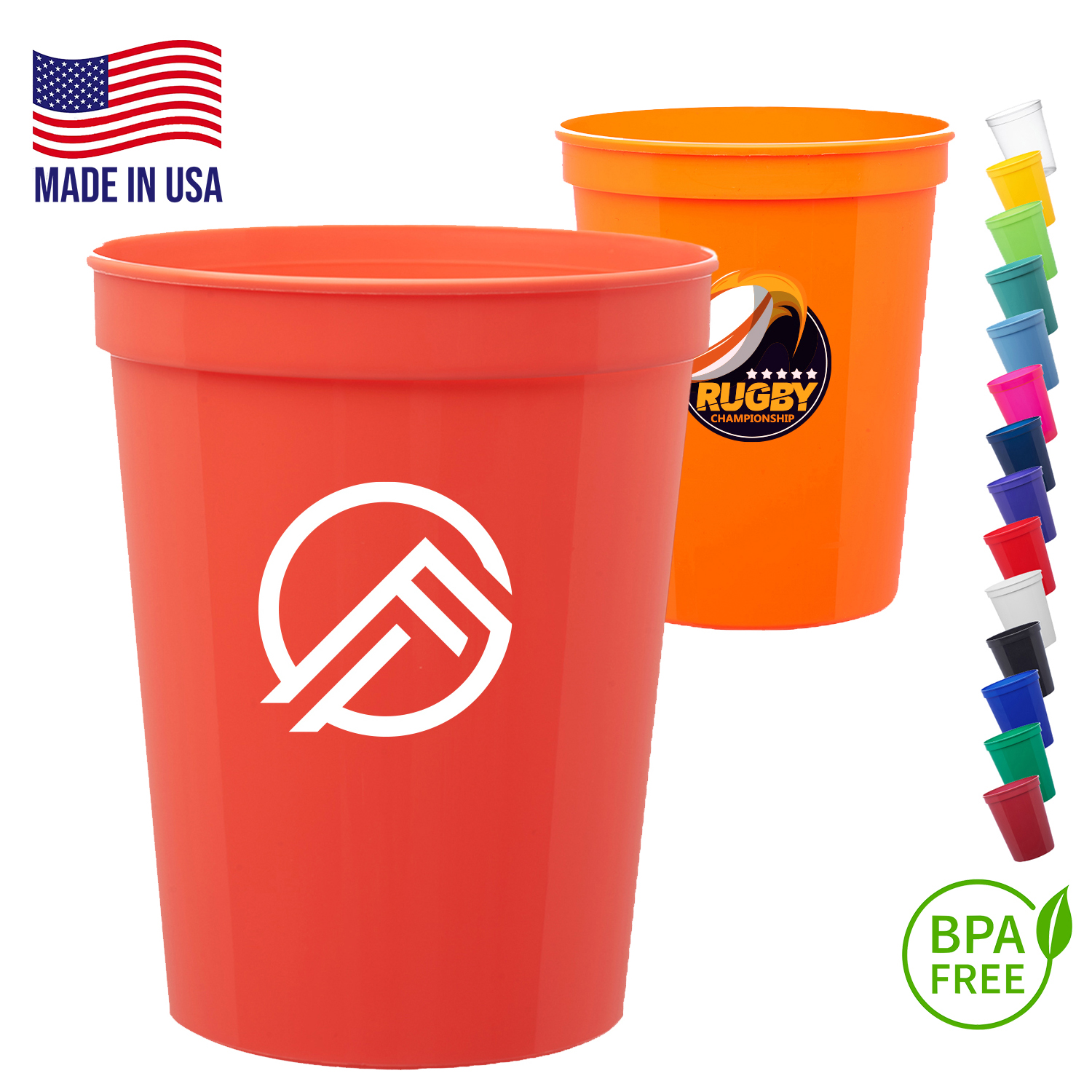 16 oz. USA Made Stadium Cups w/ Custom Logo Stadium Cups