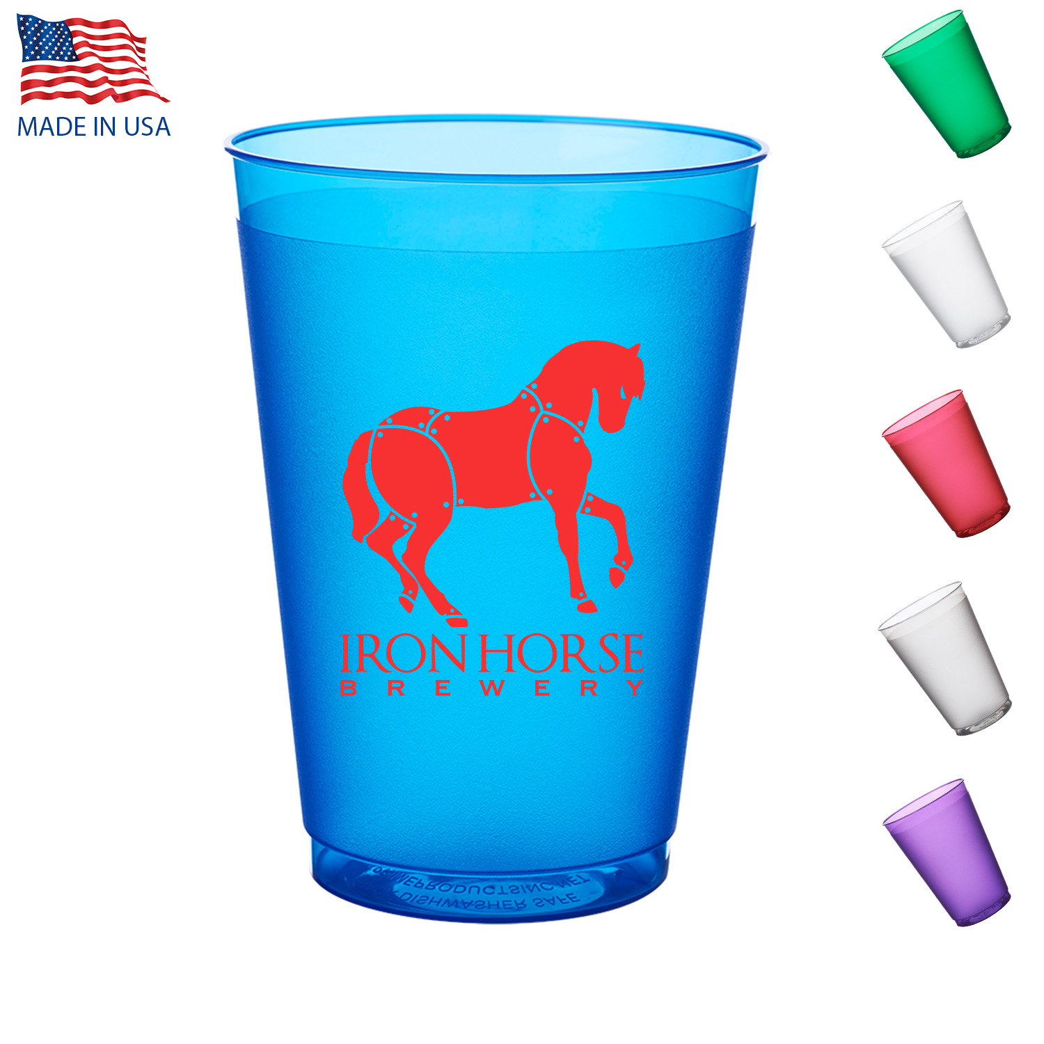 12 oz. USA Made Flex Frosted Stadium Cup w/ Flexible Plastic