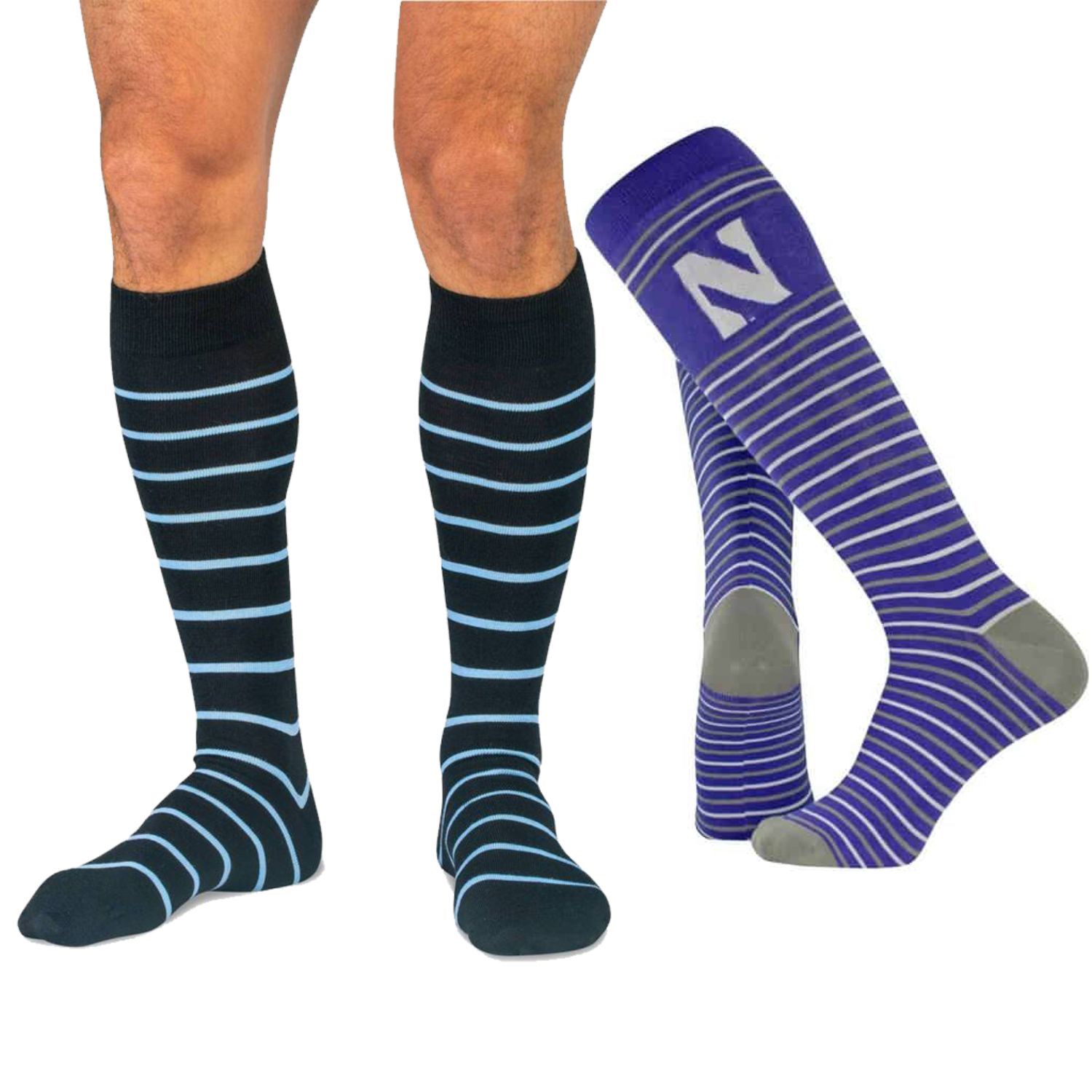 Over the calf knitted dress socks, Jacquard weave 168 or 200 needle