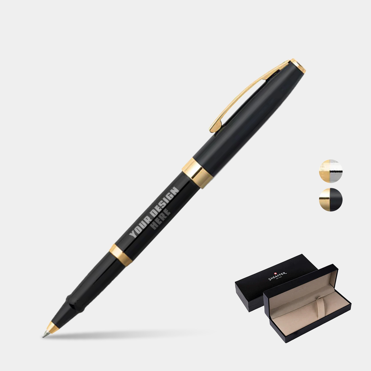 SHEAFFER® SAGARIS 9471 Gloss Black Gold Tone Trim Rollerball Pen w/ Gift Box